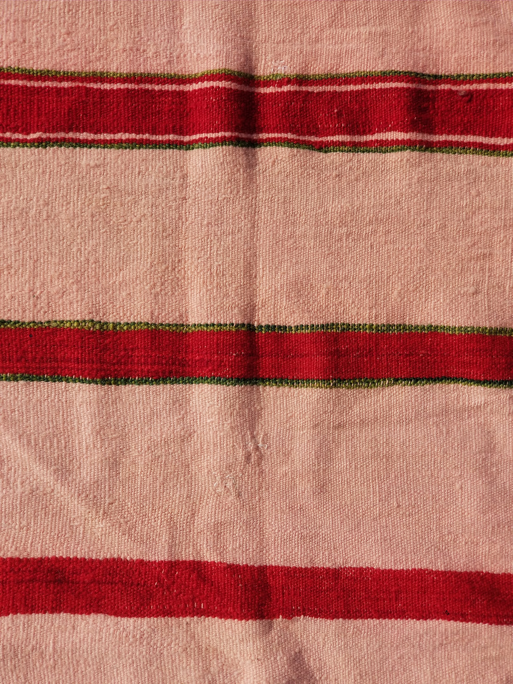 Vintage Traditional Handmade Oriental Red Striped Wool Kilim 210x137cm