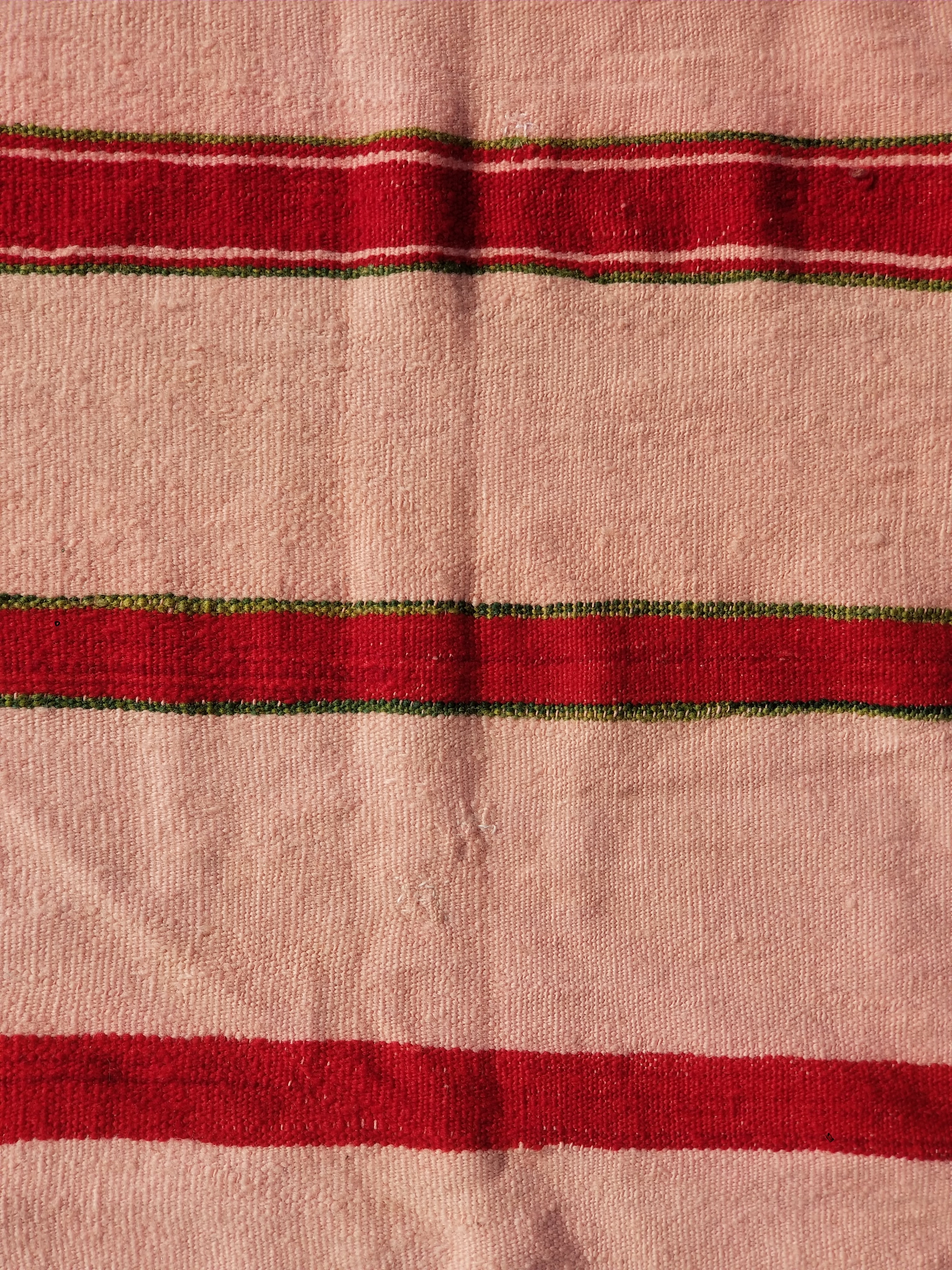 Vintage Traditional Handmade Oriental Red Striped Wool Kilim 210x137cm