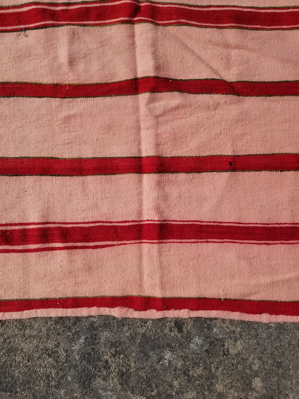 Vintage Traditional Handmade Oriental Red Striped Wool Kilim 210x137cm