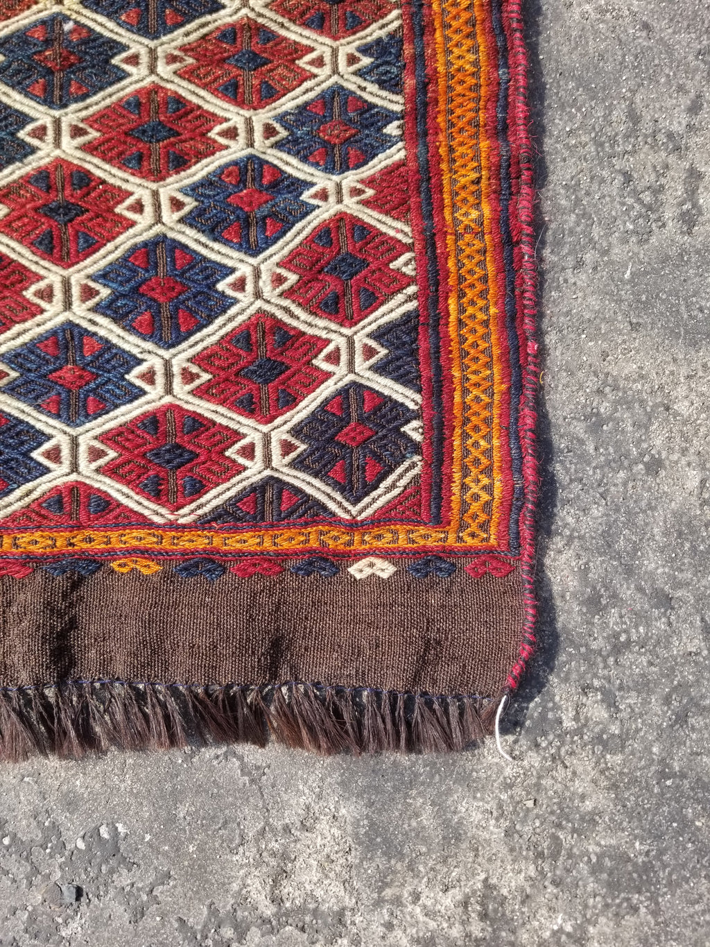 Antique Traditional Handmade Soumak Wool Multicolor Kilim 86x73cm