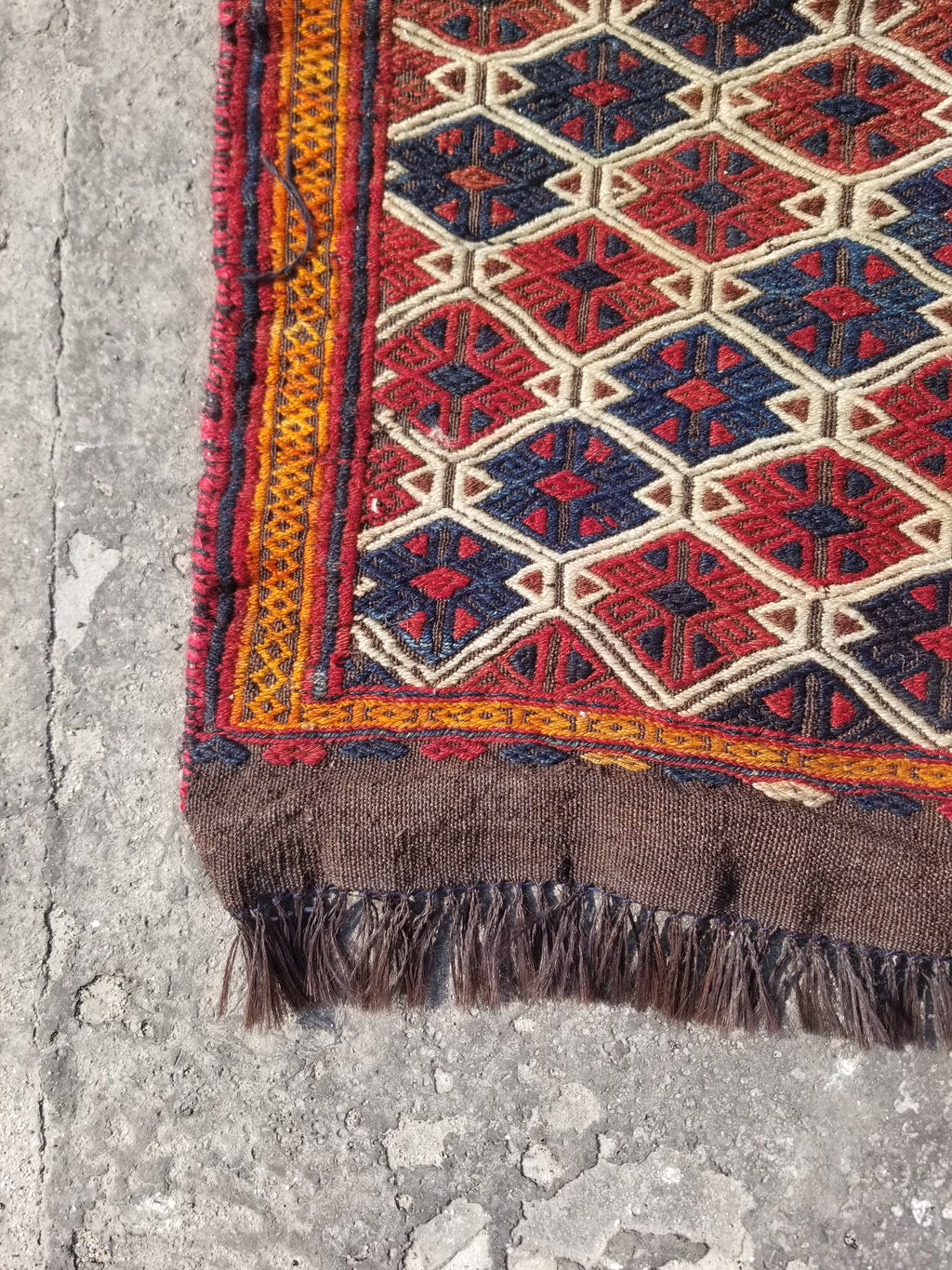 Antique Traditional Handmade Soumak Wool Multicolor Kilim 86x73cm