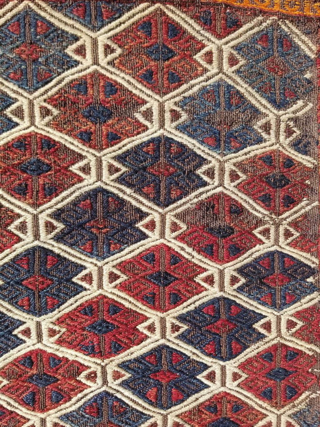 Antique Traditional Handmade Soumak Wool Multicolor Kilim 86x73cm
