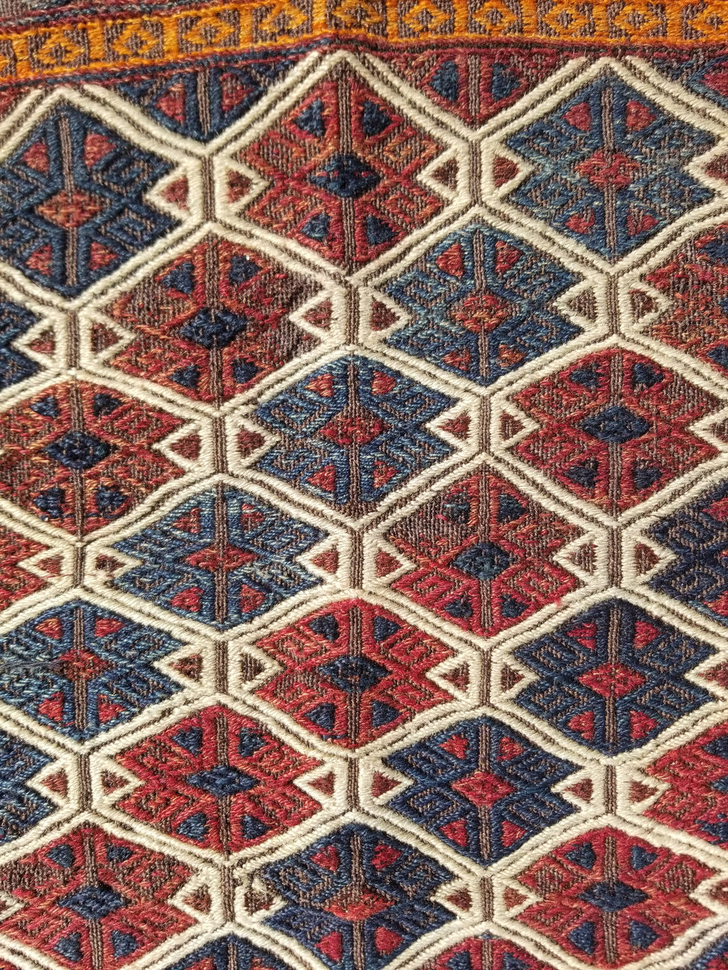Antique Traditional Handmade Soumak Wool Multicolor Kilim 86x73cm