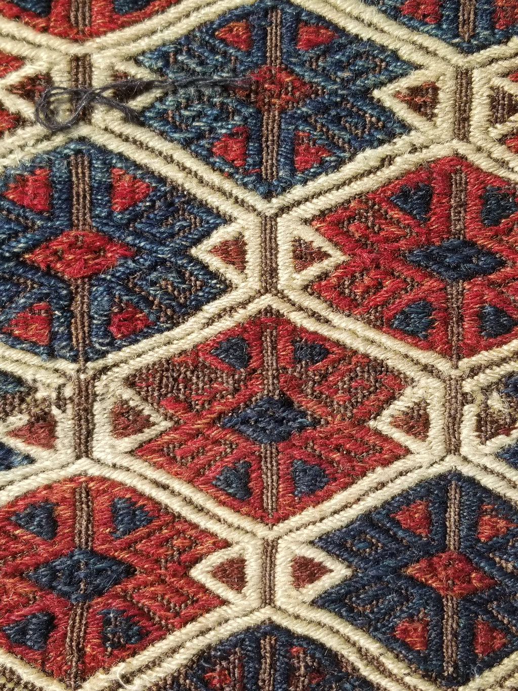 Antique Traditional Handmade Soumak Wool Multicolor Kilim 86x73cm