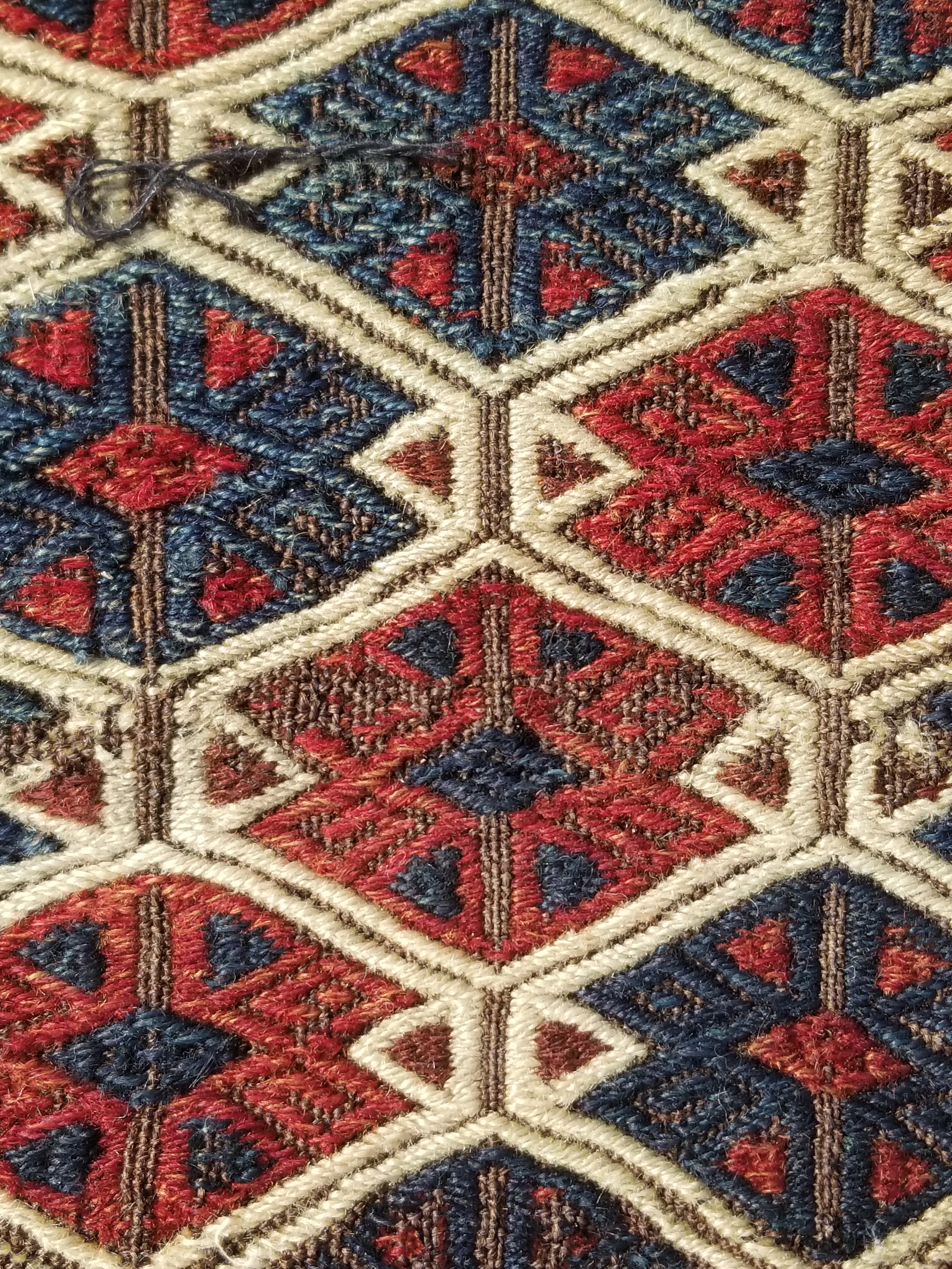 Antique Traditional Handmade Soumak Wool Multicolor Kilim 86x73cm