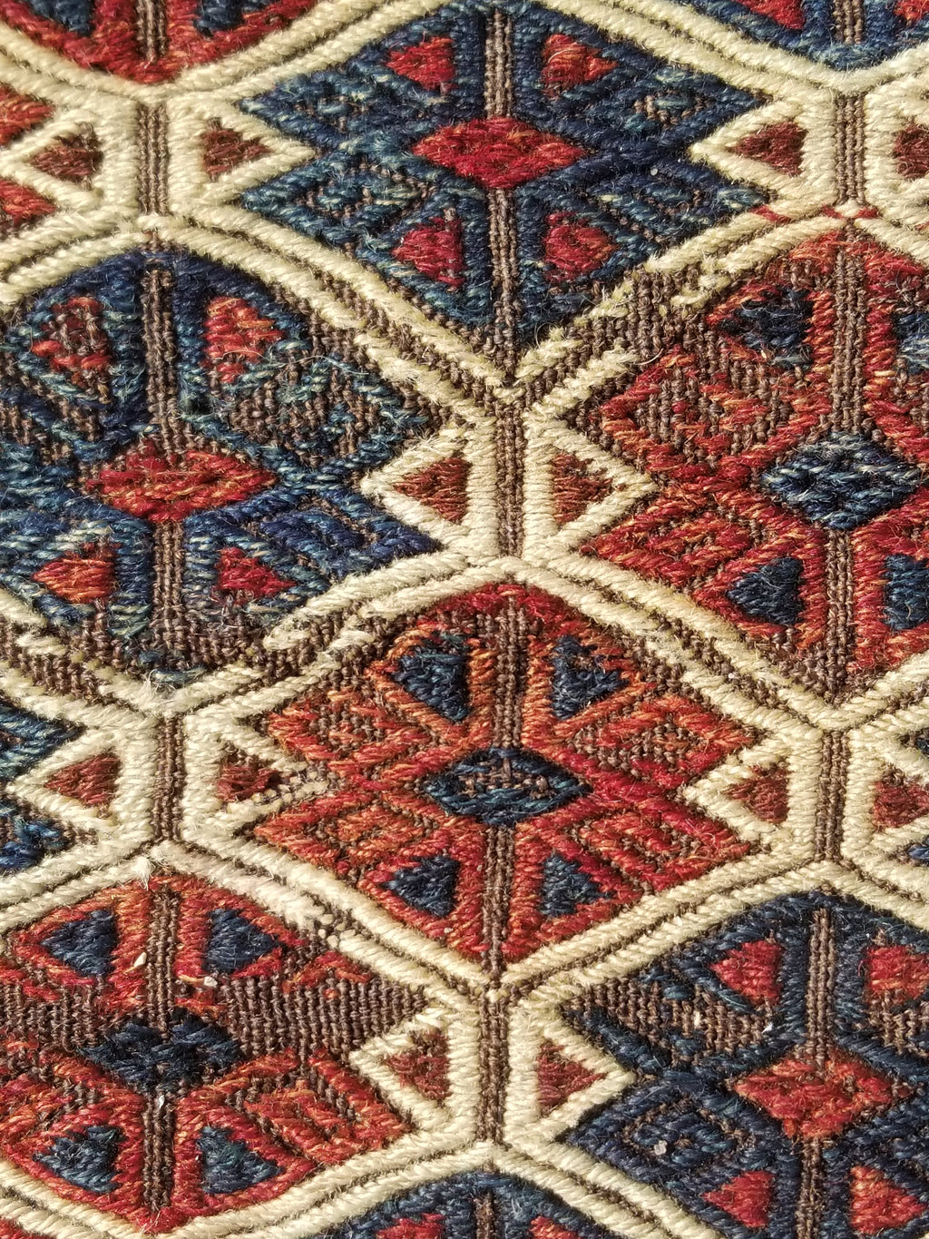 Antique Traditional Handmade Soumak Wool Multicolor Kilim 86x73cm