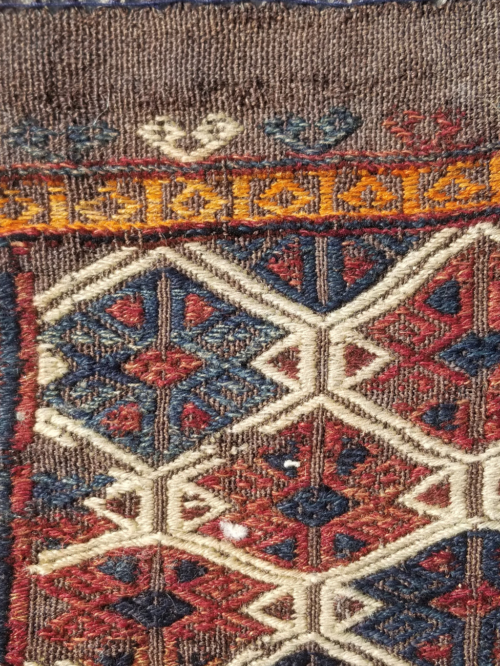 Antique Traditional Handmade Soumak Wool Multicolor Kilim 86x73cm