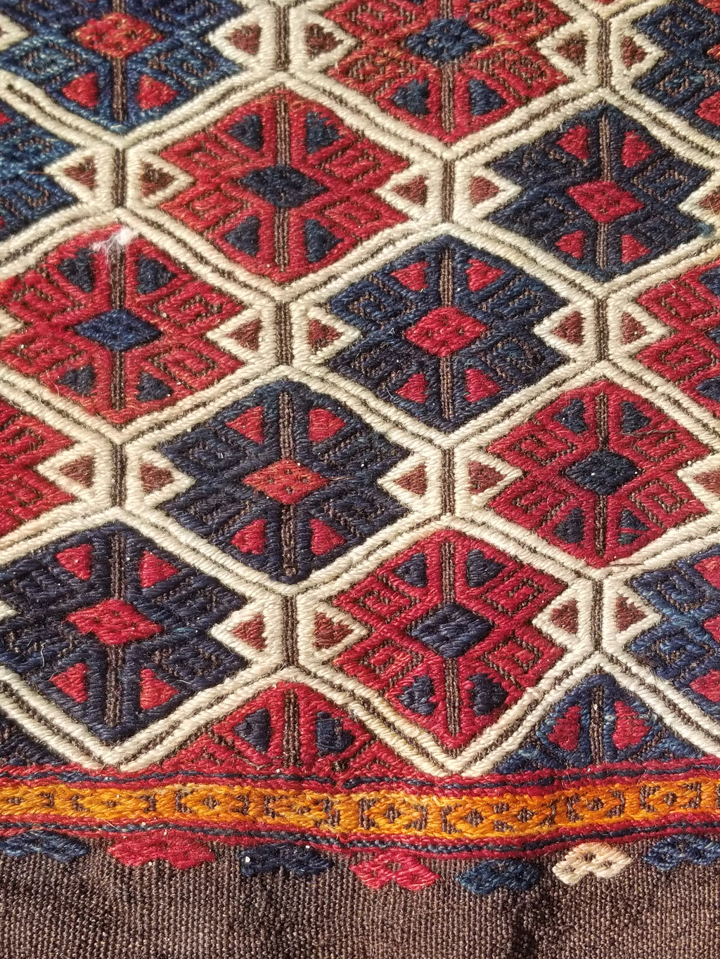 Antique Traditional Handmade Soumak Wool Multicolor Kilim 86x73cm