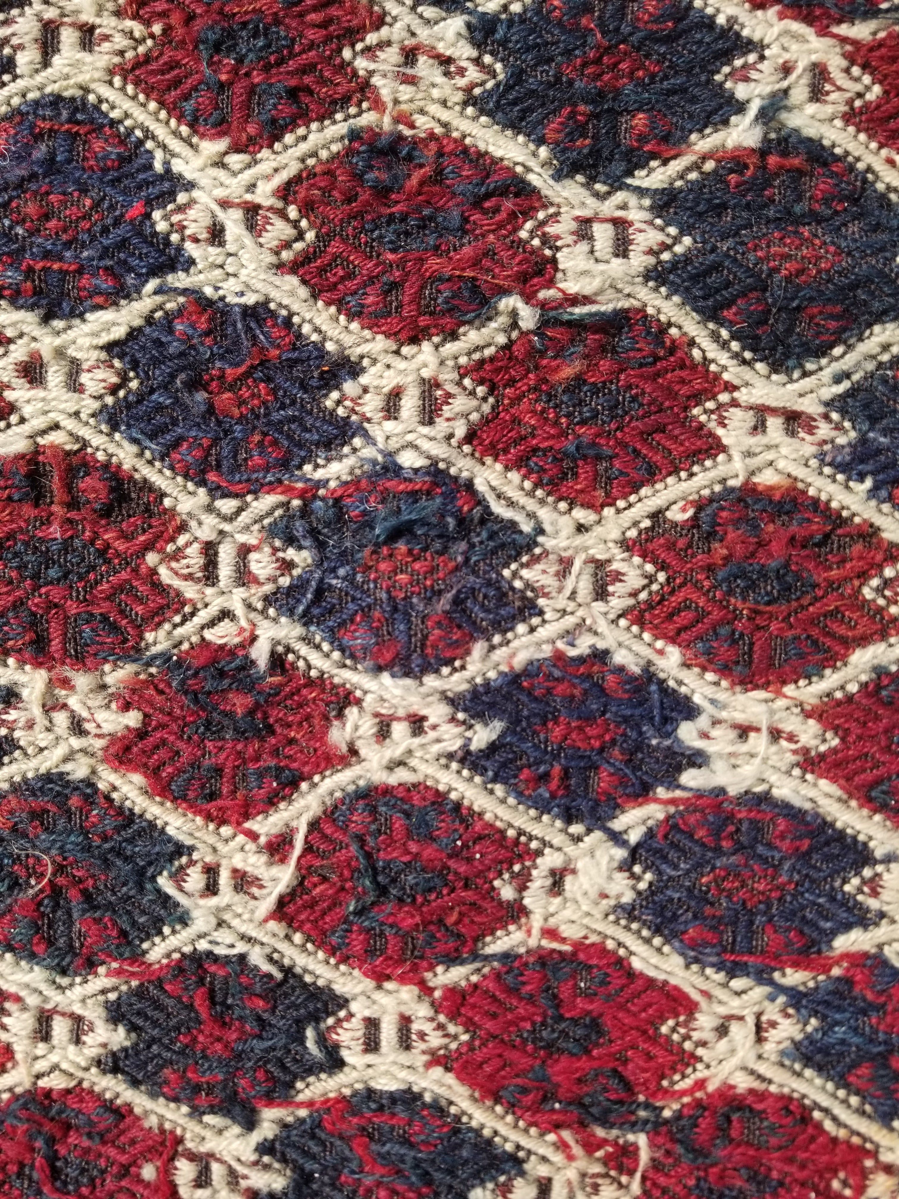 Antique Traditional Handmade Soumak Wool Multicolor Kilim 86x73cm