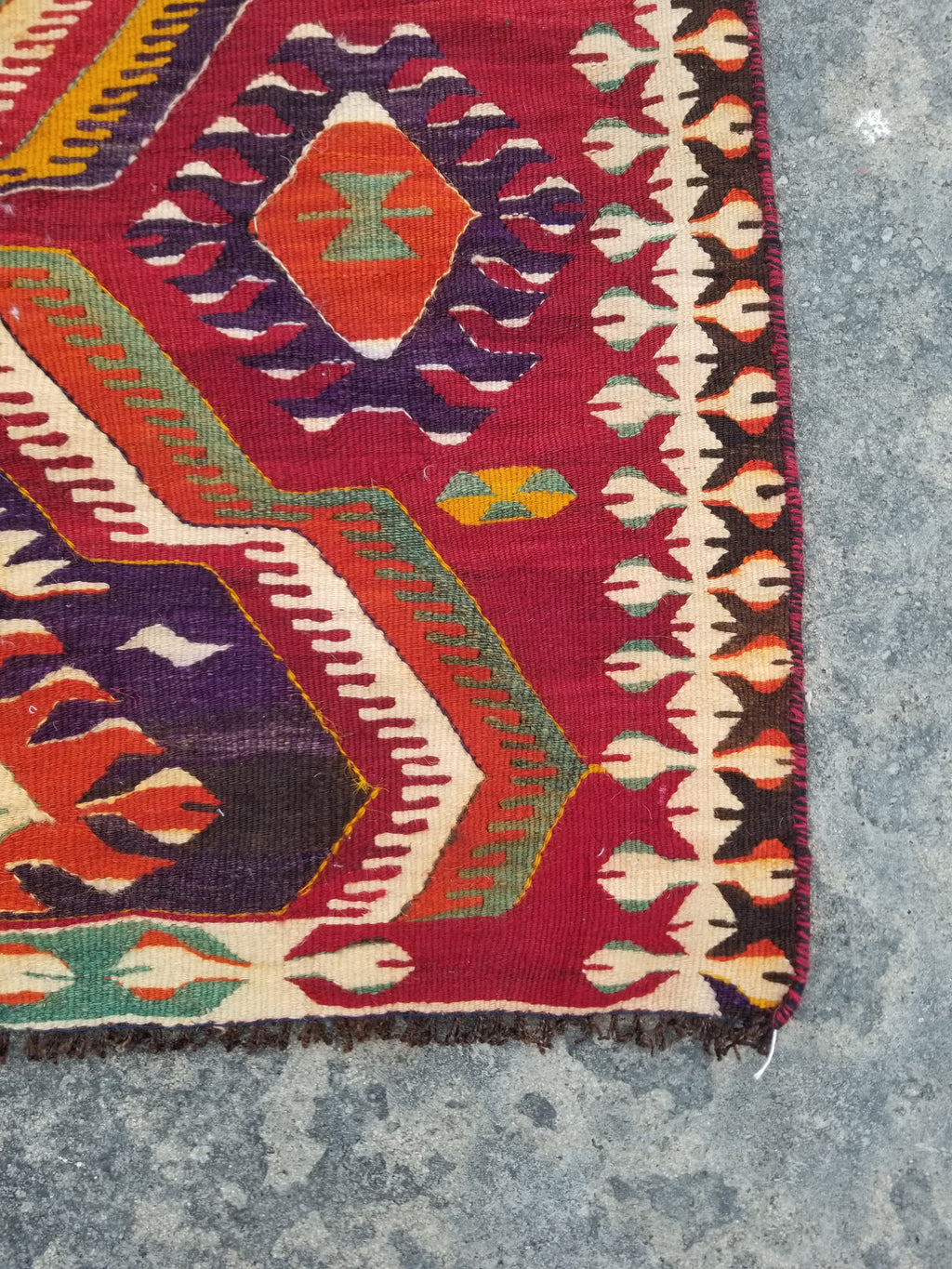 Antique Traditional Handmade Turkish Anatolian Wool Multicolor Kilim 266x134cm