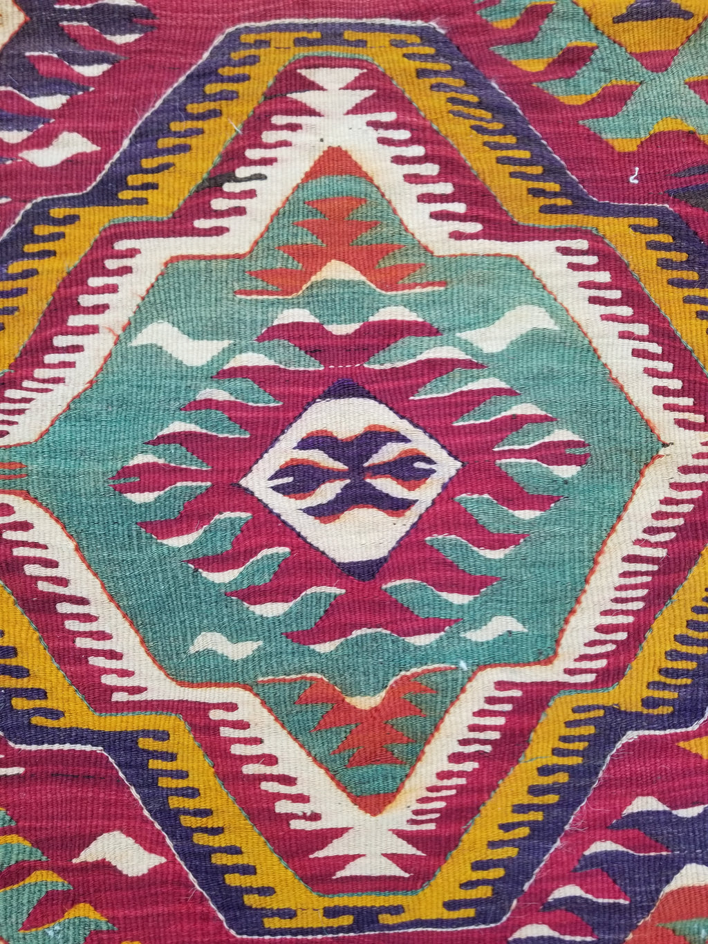 Antique Traditional Handmade Turkish Anatolian Wool Multicolor Kilim 266x134cm