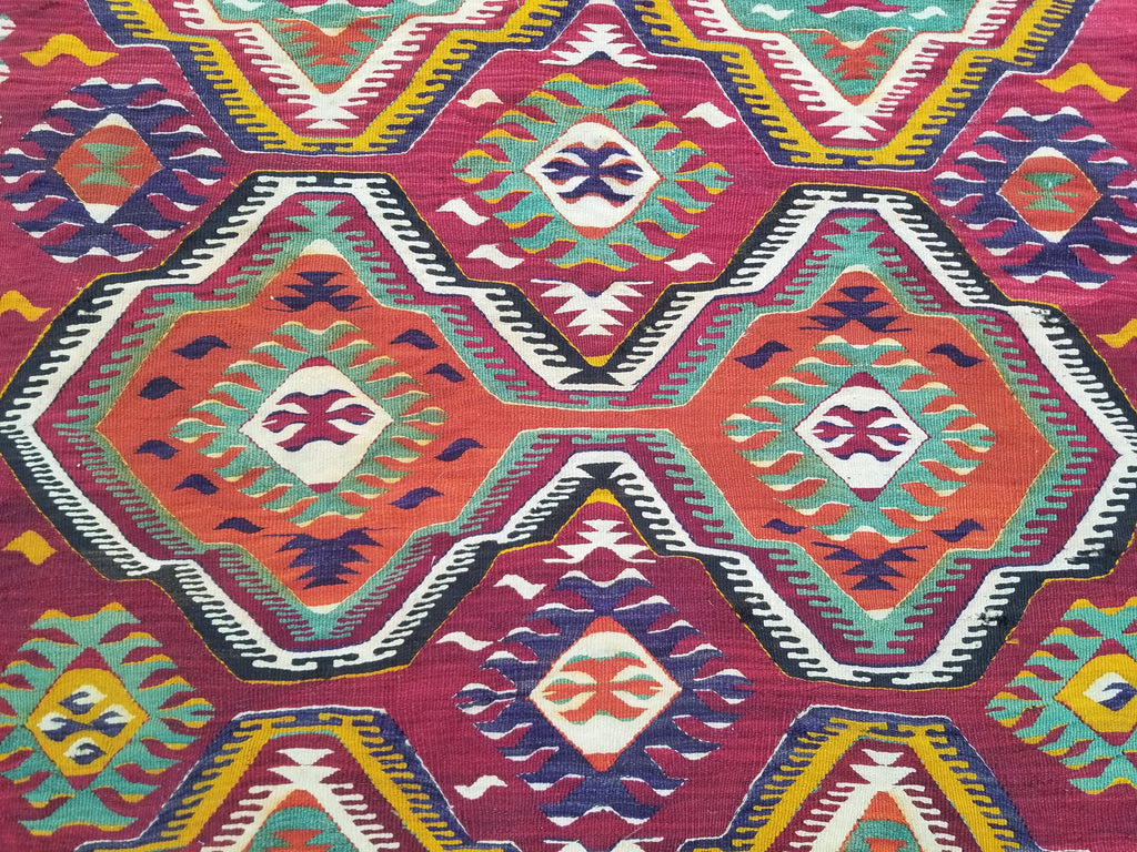 Antique Traditional Handmade Turkish Anatolian Wool Multicolor Kilim 266x134cm