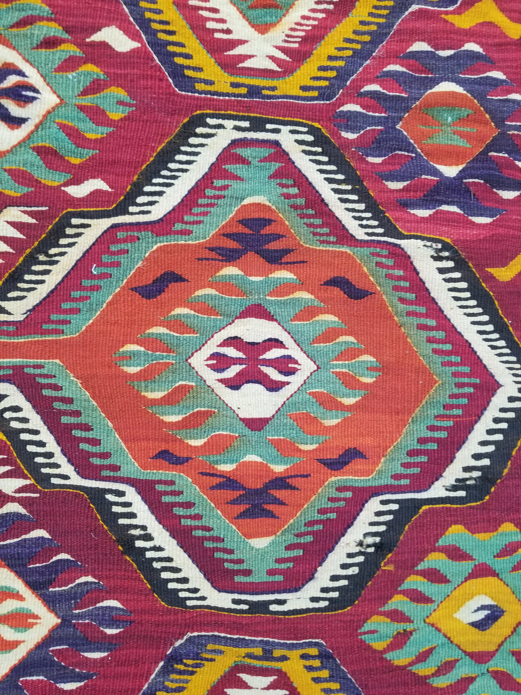 Antique Traditional Handmade Turkish Anatolian Wool Multicolor Kilim 266x134cm