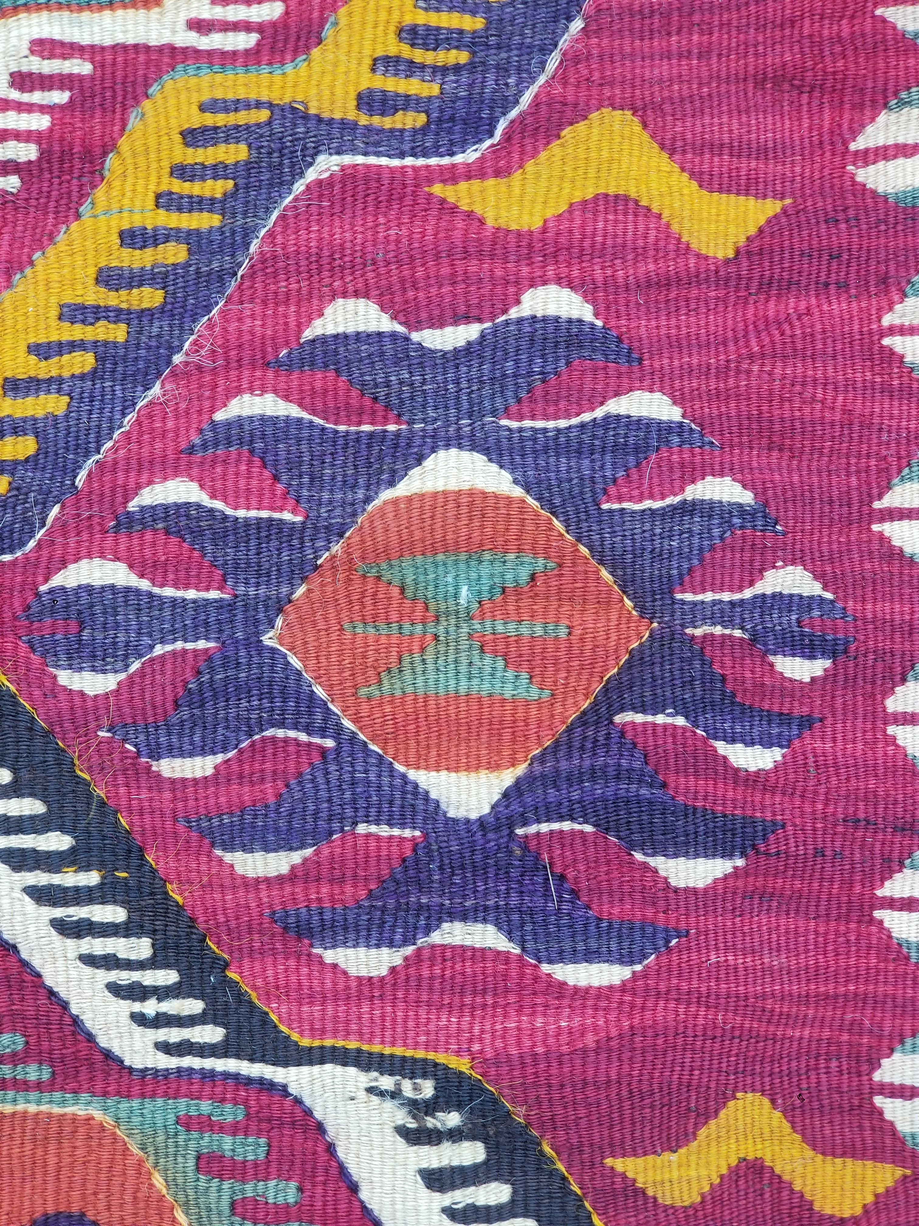 Antique Traditional Handmade Turkish Anatolian Wool Multicolor Kilim 266x134cm