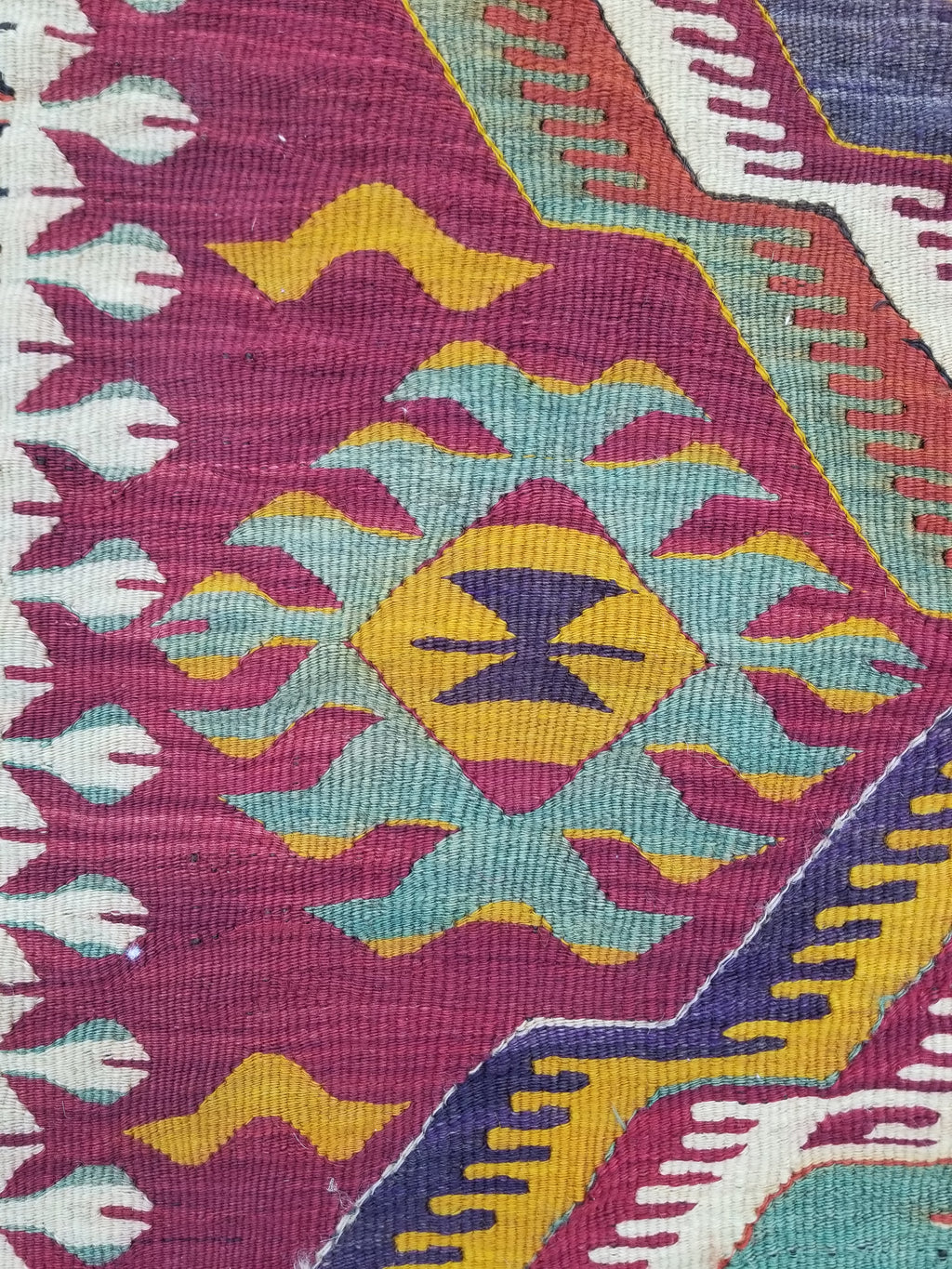 Antique Traditional Handmade Turkish Anatolian Wool Multicolor Kilim 266x134cm