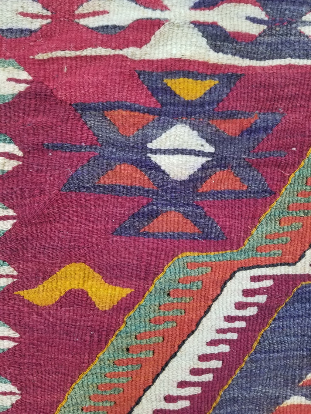 Antique Traditional Handmade Turkish Anatolian Wool Multicolor Kilim 266x134cm