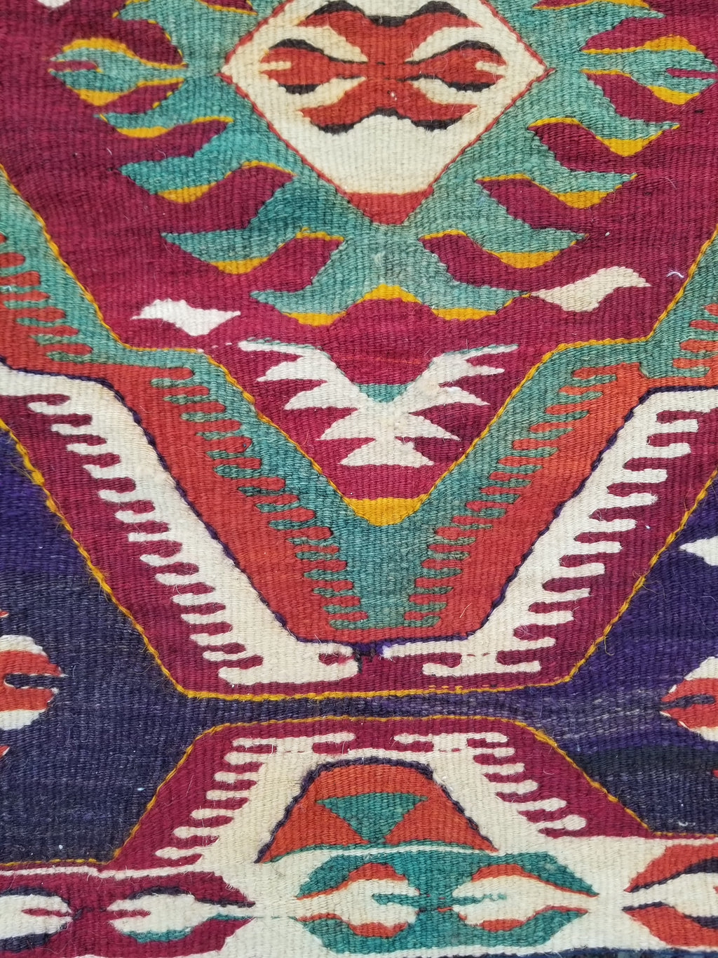 Antique Traditional Handmade Turkish Anatolian Wool Multicolor Kilim 266x134cm