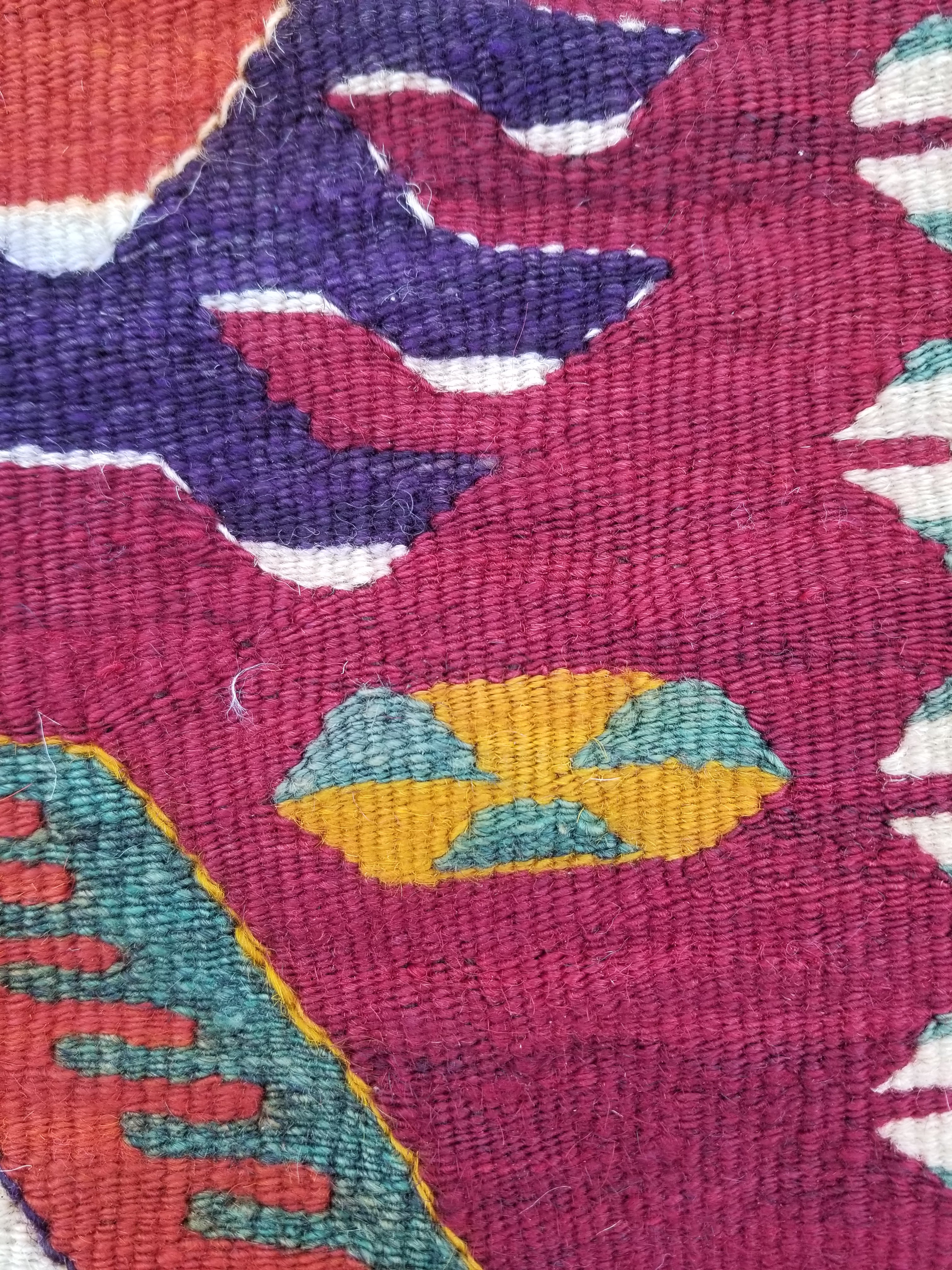 Antique Traditional Handmade Turkish Anatolian Wool Multicolor Kilim 266x134cm