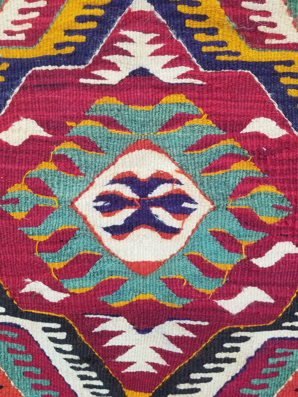 Antique Traditional Handmade Turkish Anatolian Wool Multicolor Kilim 266x134cm