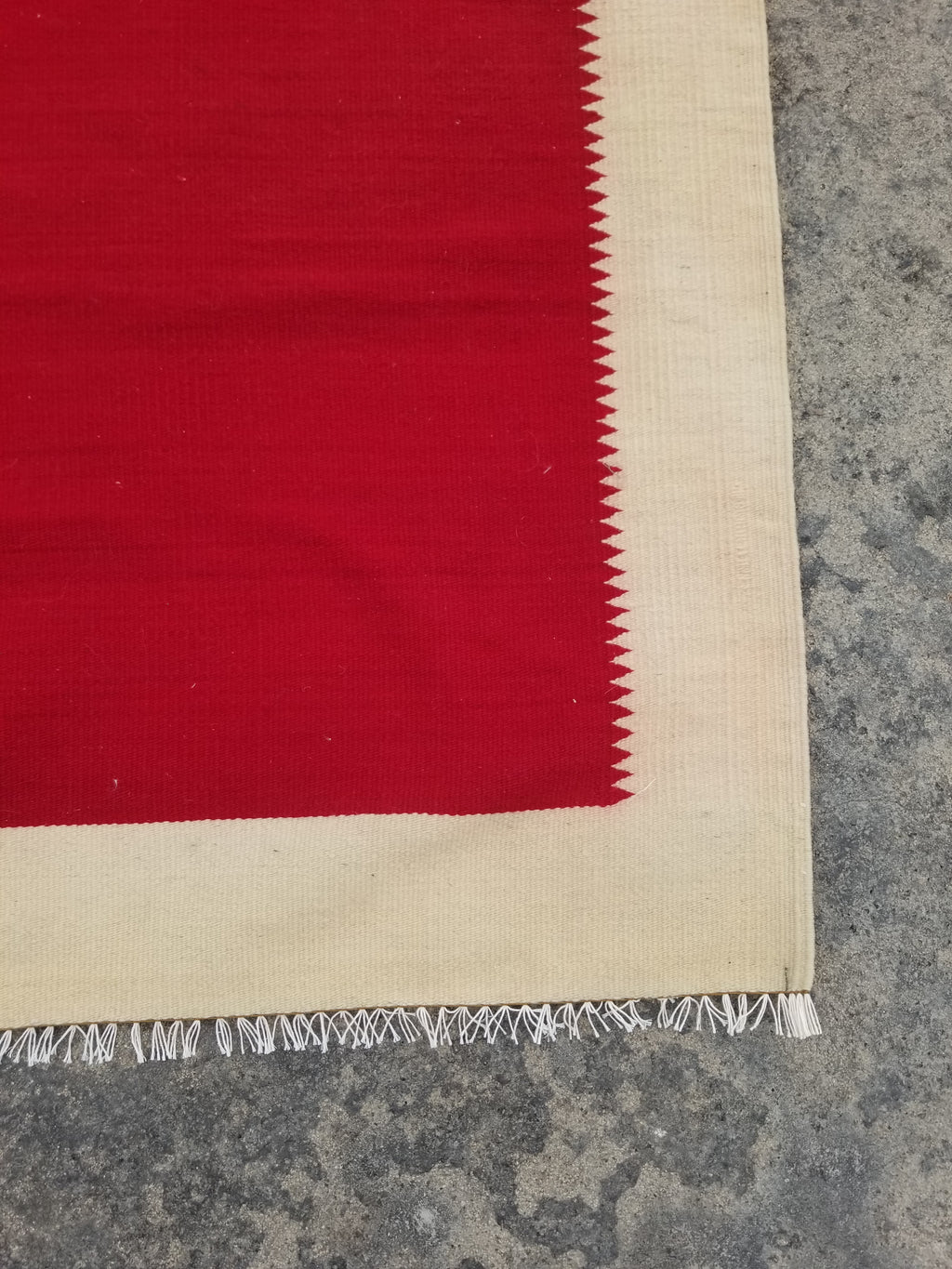 Vintage Traditional Handmade Gabbeh Wool Red & Cream Kilim 195x147cm
