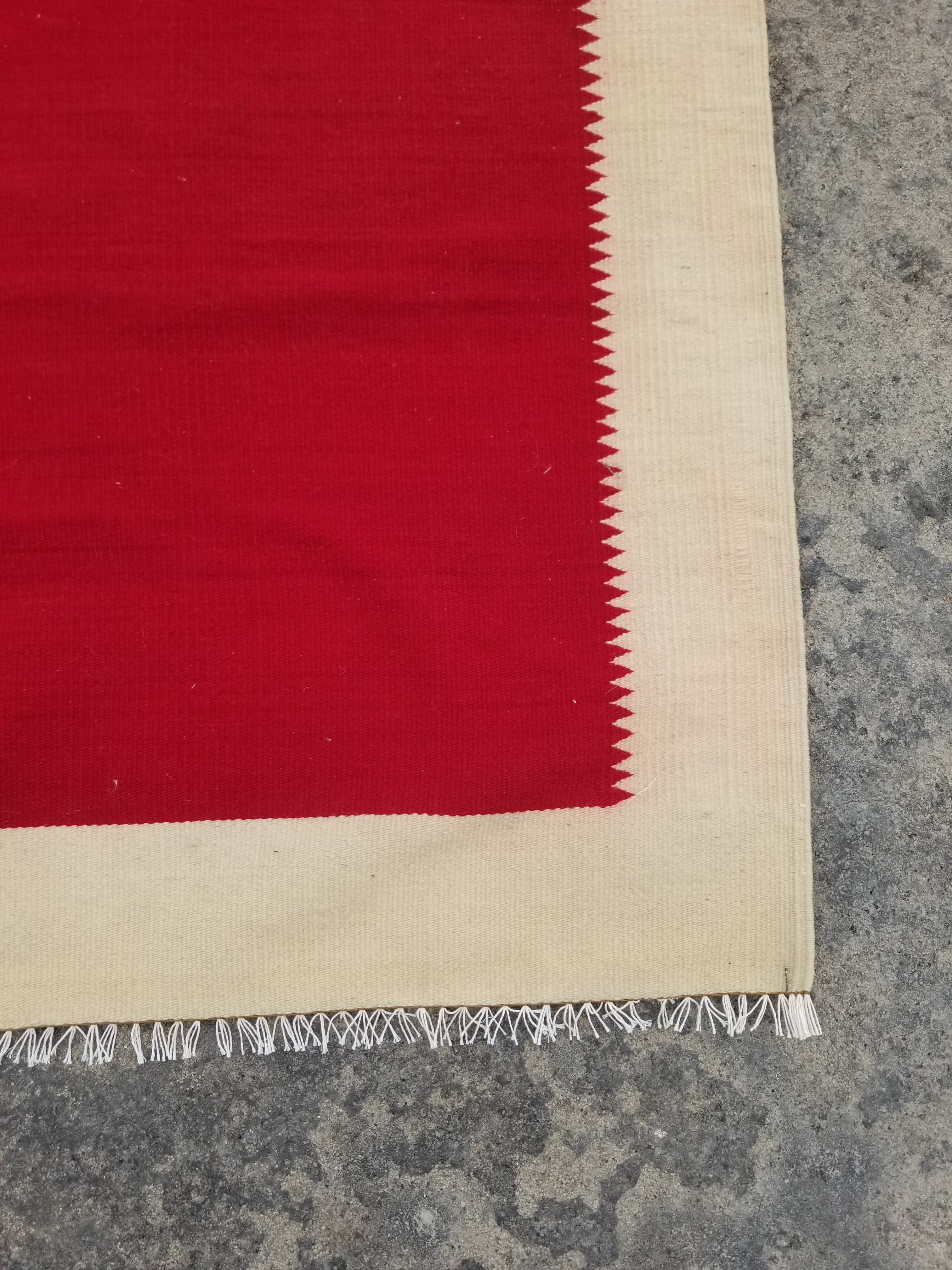 Vintage Traditional Handmade Gabbeh Wool Red & Cream Kilim 195x147cm
