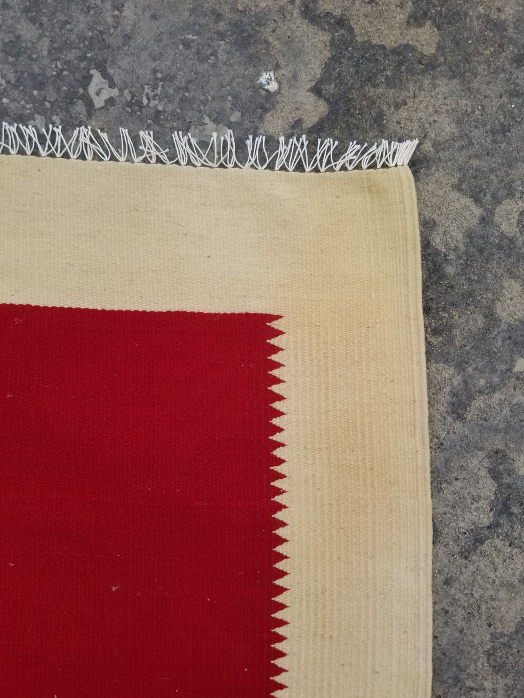Vintage Traditional Handmade Gabbeh Wool Red & Cream Kilim 195x147cm
