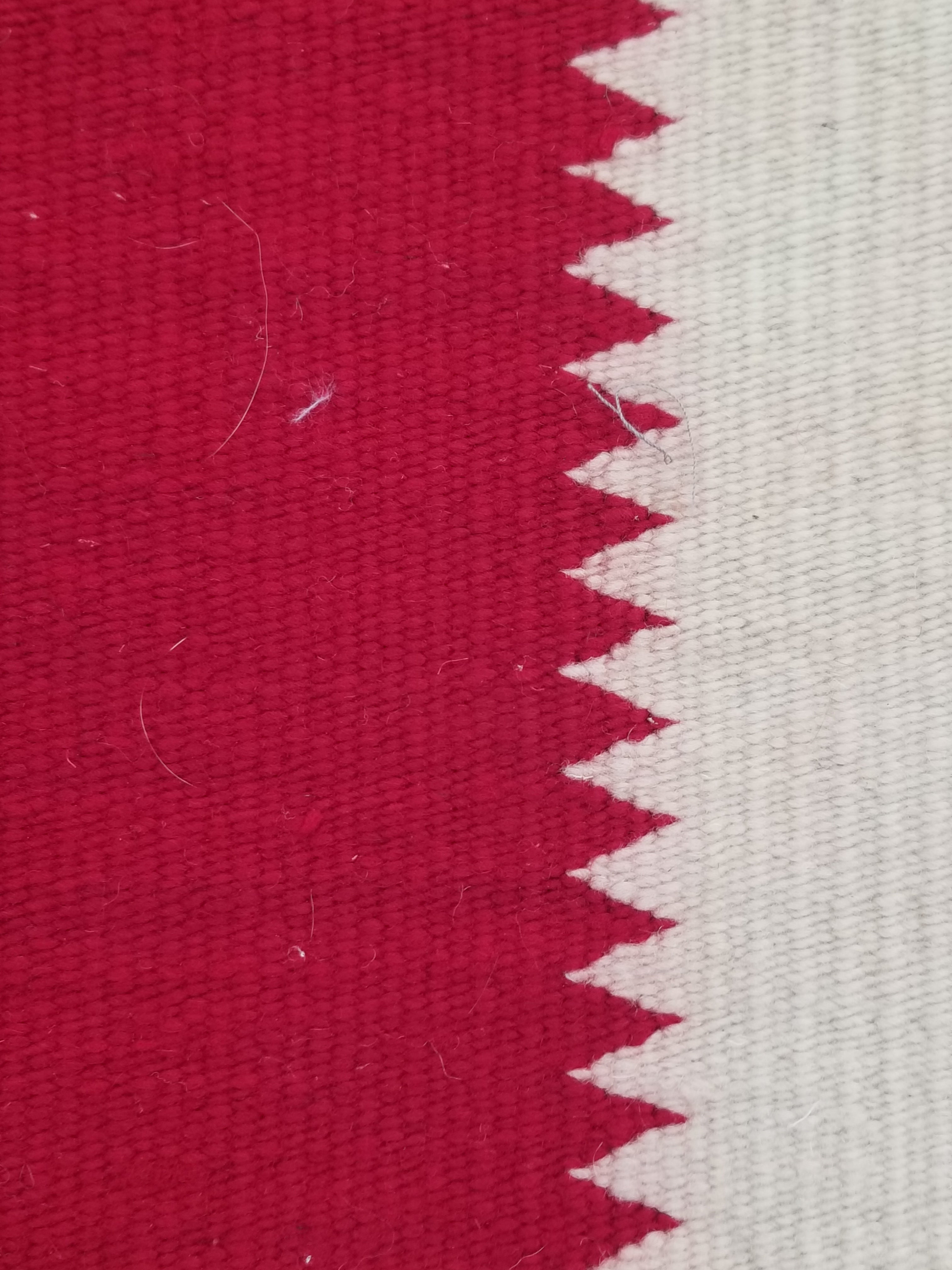 Vintage Traditional Handmade Gabbeh Wool Red & Cream Kilim 195x147cm