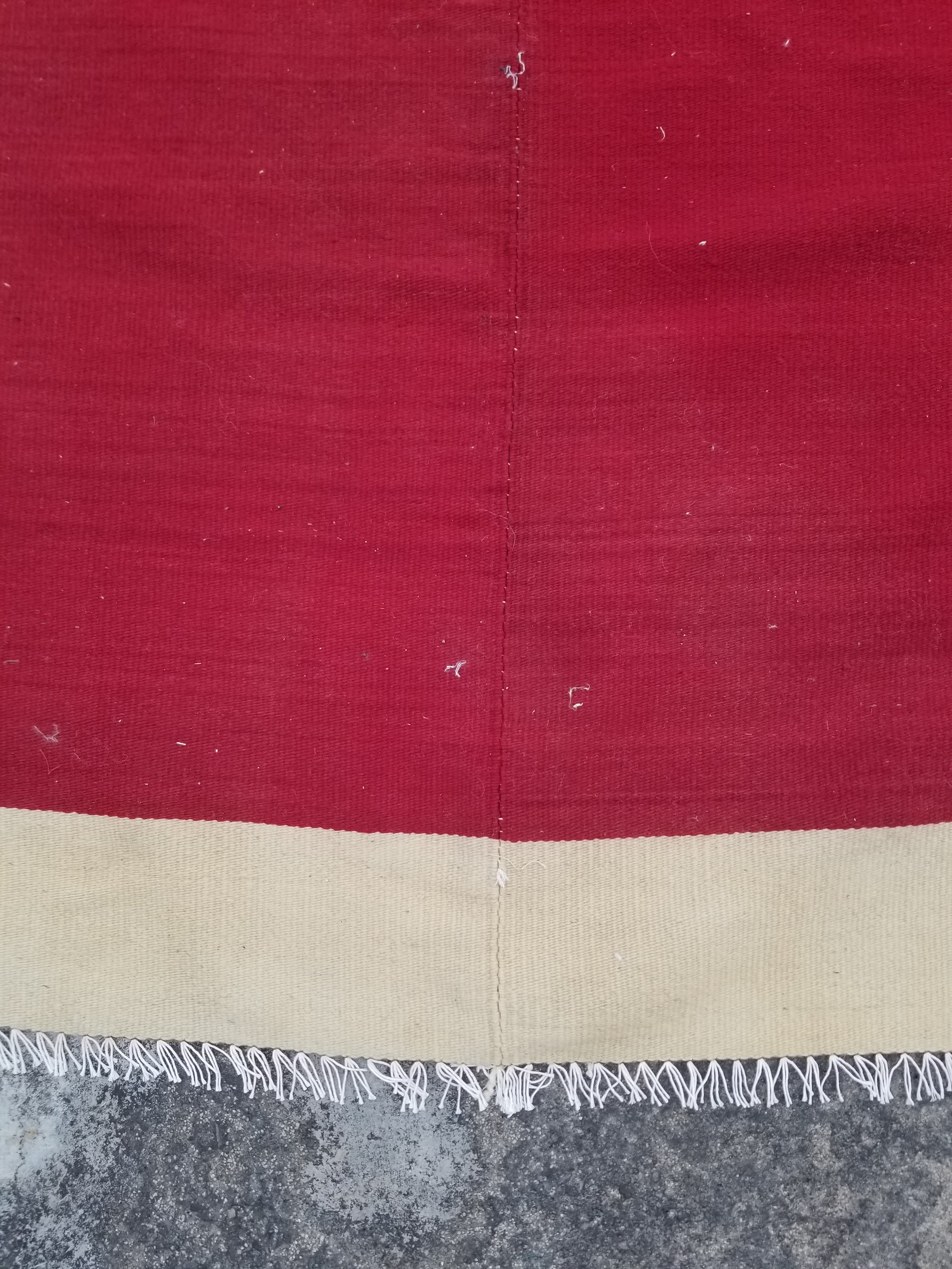 Vintage Traditional Handmade Gabbeh Wool Red & Cream Kilim 195x147cm