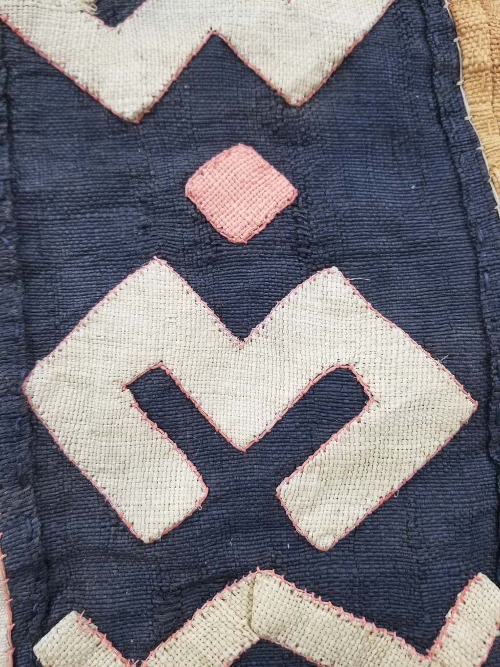 Vintage African Kuba Cloth Raffia Appliqué Tribal Textile Runner 188x58cm