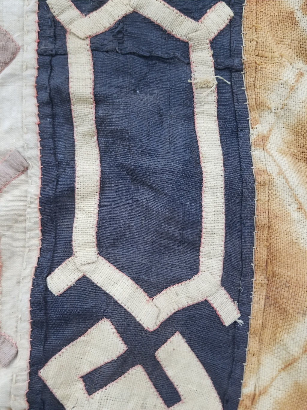 Vintage African Kuba Cloth Raffia Appliqué Tribal Textile Runner 188x58cm