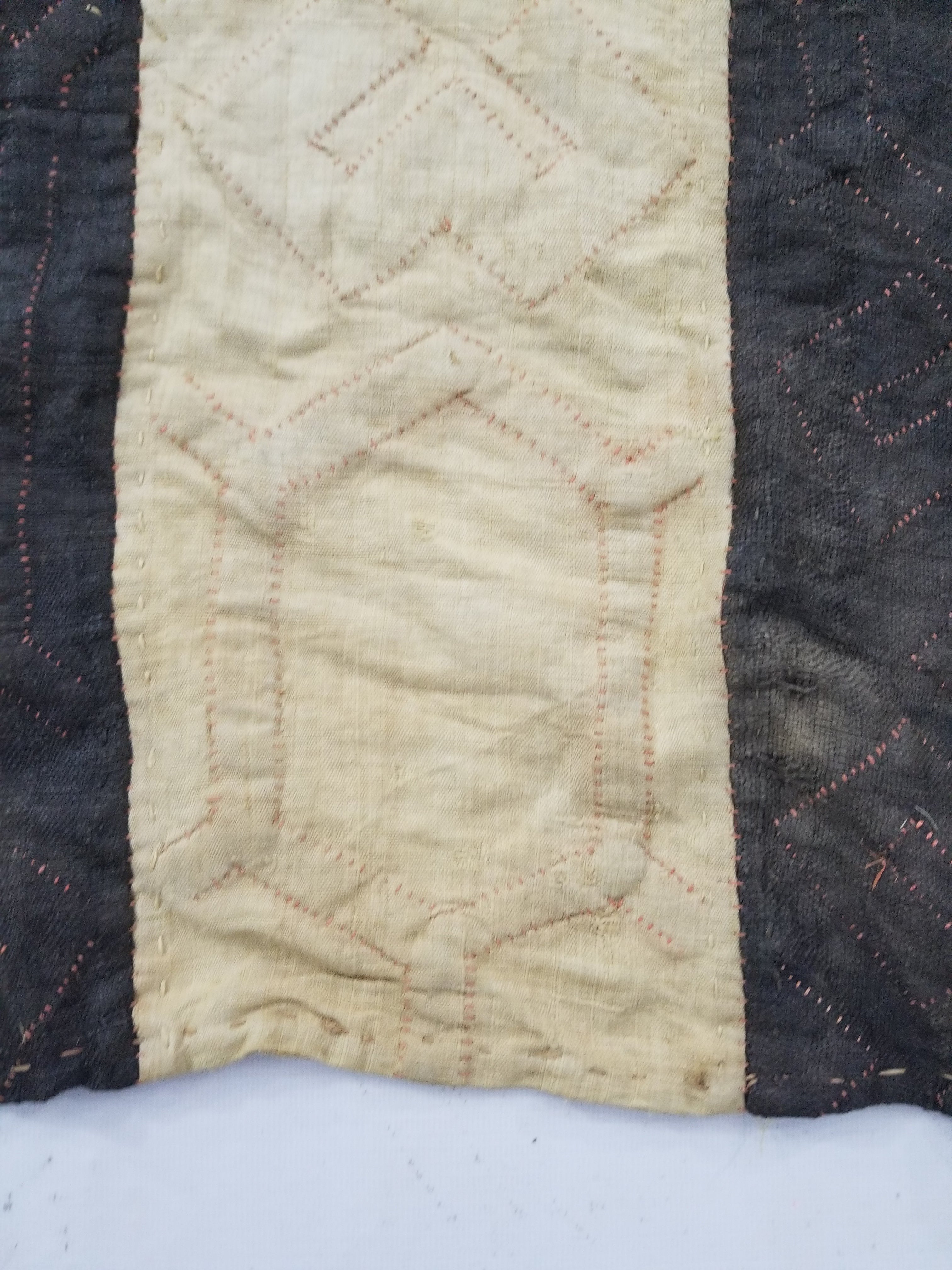 Vintage African Kuba Cloth Raffia Appliqué Tribal Textile Runner 188x58cm