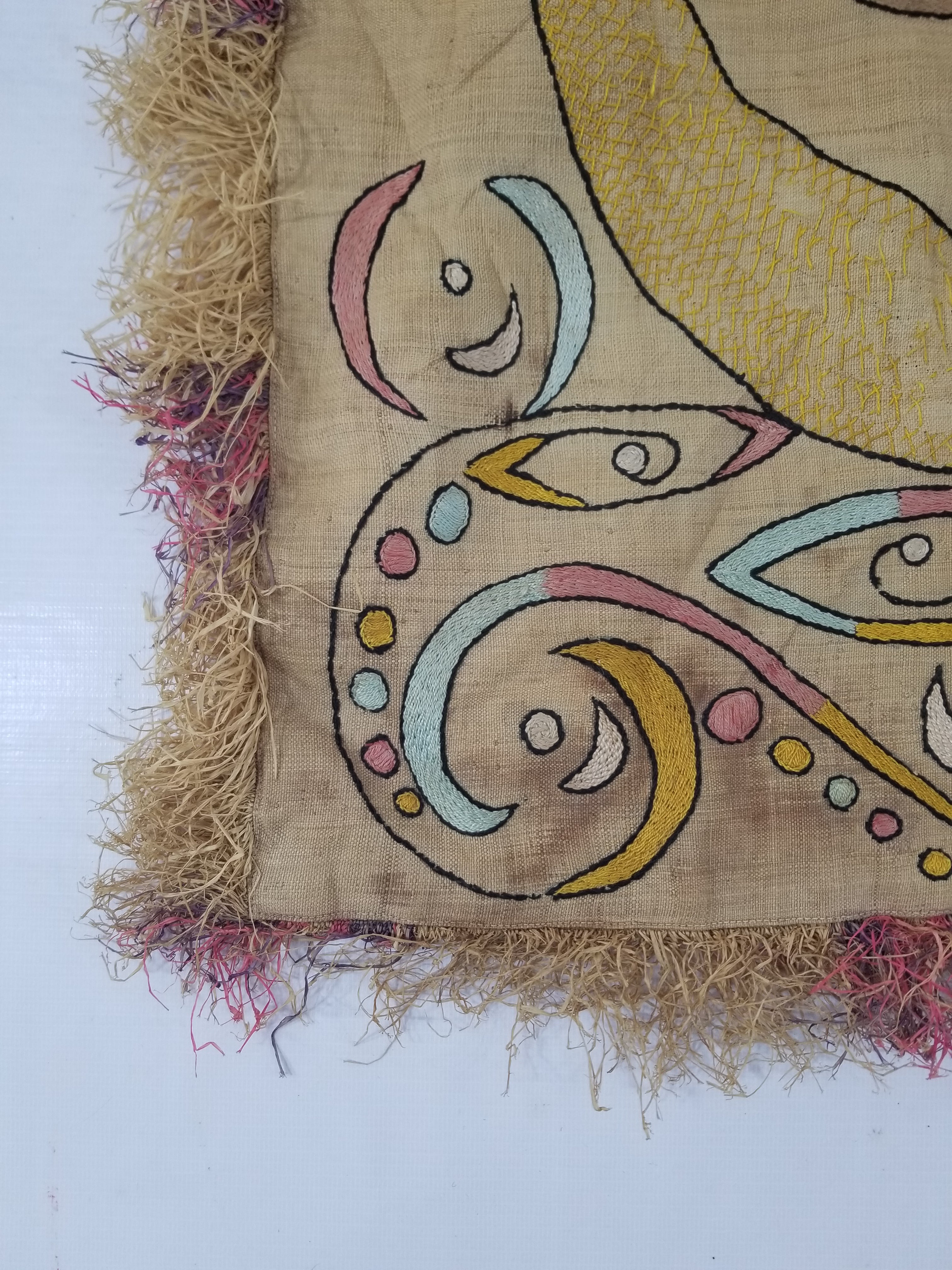 Vintage Egyptian Embroidered Palm Tree Crescent Moon Wall Hanging  62x49cm