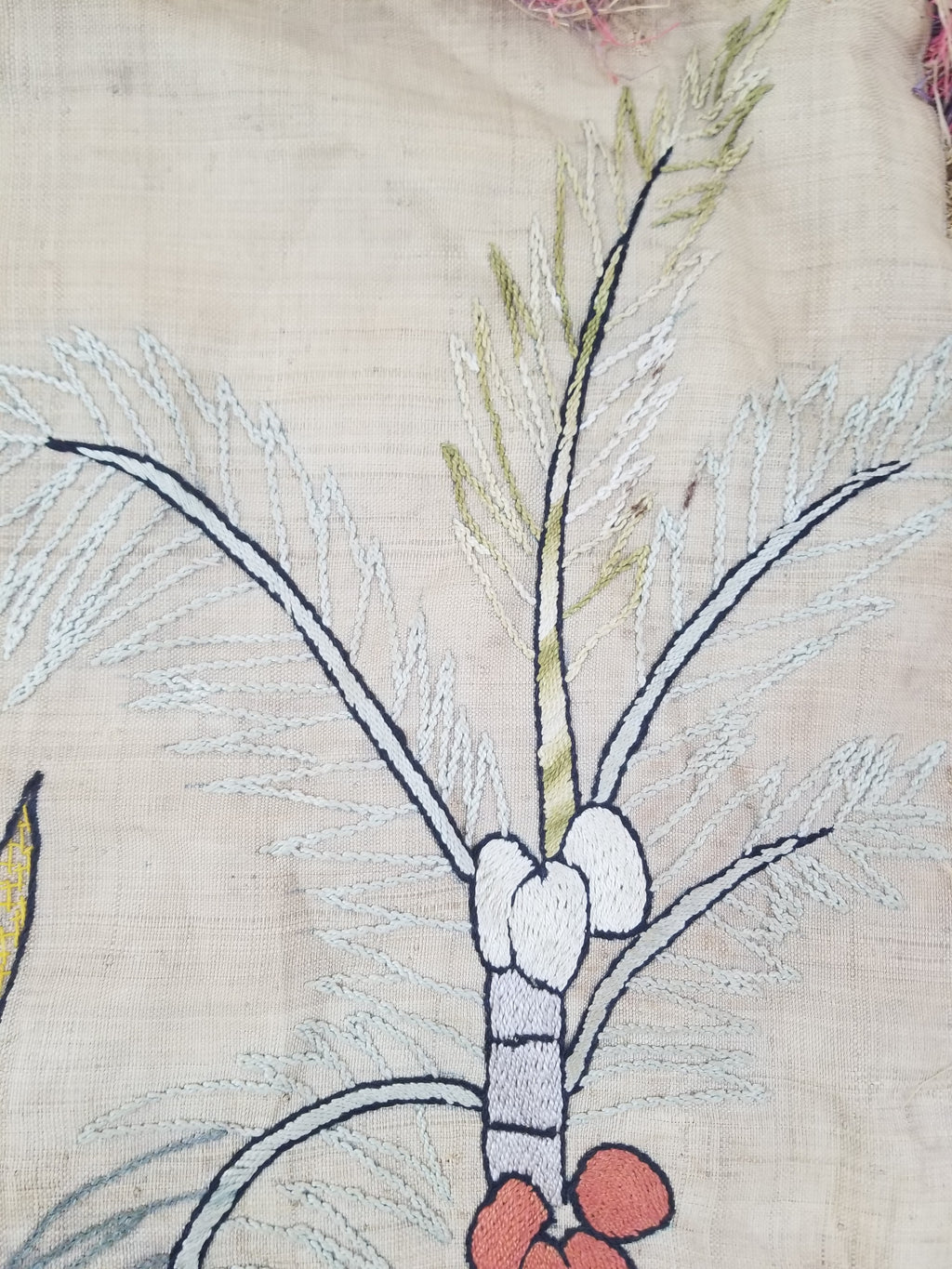 Vintage Egyptian Embroidered Palm Tree Crescent Moon Wall Hanging  62x49cm