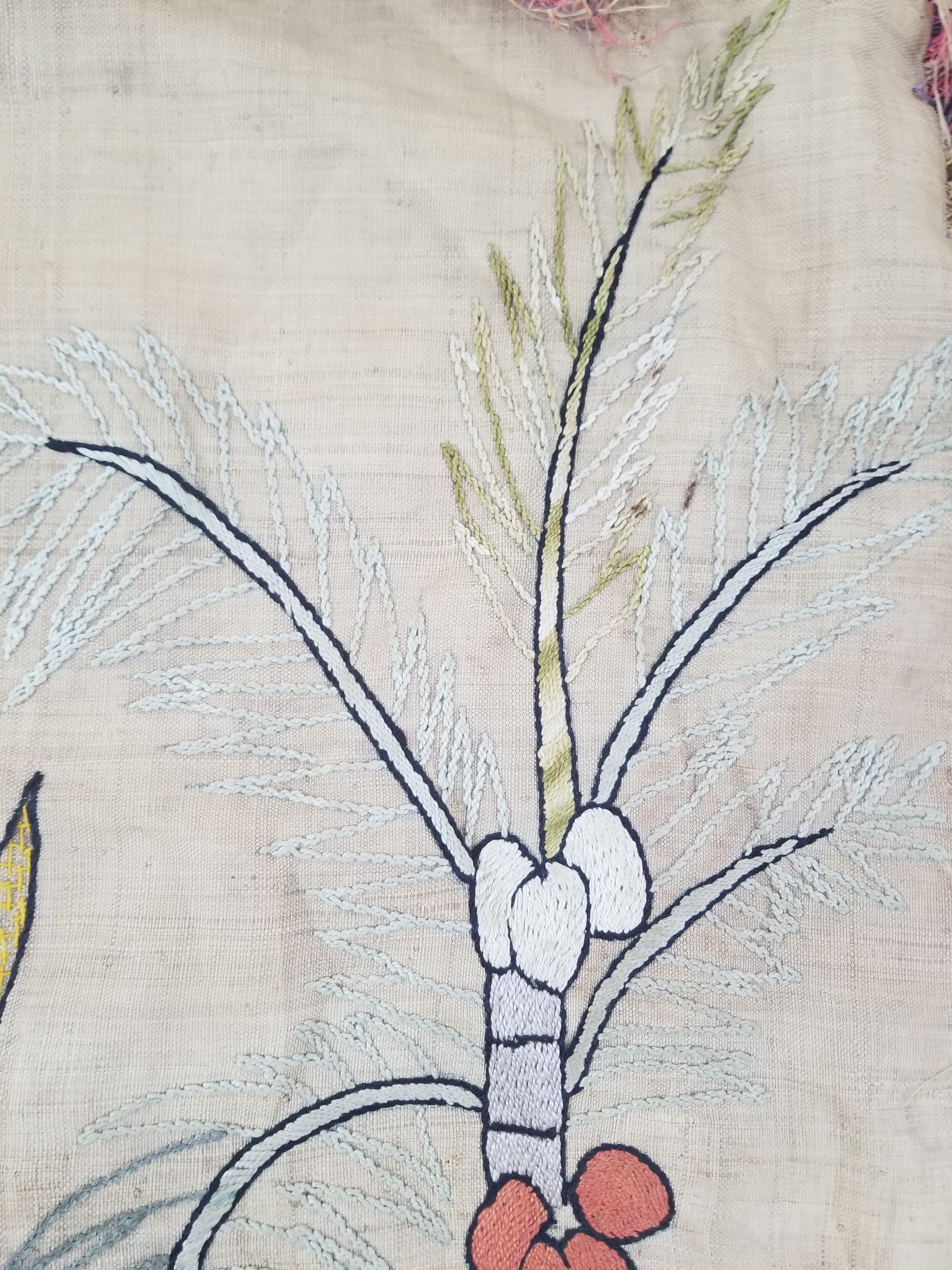 Vintage Egyptian Embroidered Palm Tree Crescent Moon Wall Hanging  62x49cm