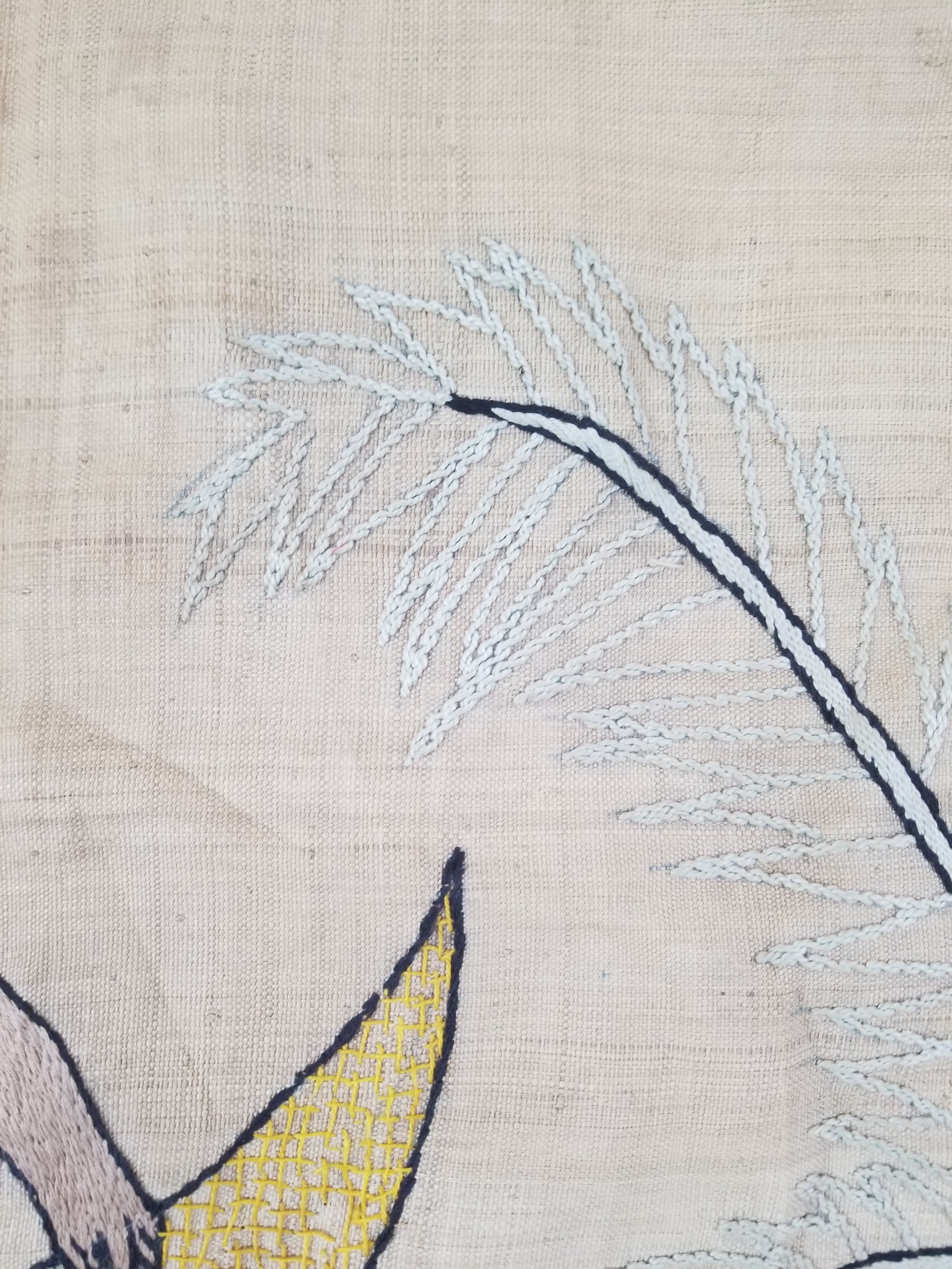 Vintage Egyptian Embroidered Palm Tree Crescent Moon Wall Hanging  62x49cm