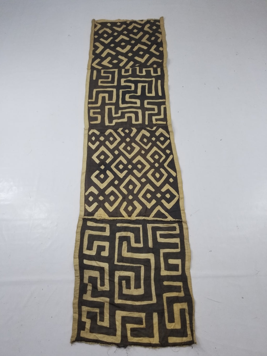 Vintage African Kuba Cloth Raffia Appliqué Tribal Textile Runner 250x64cm
