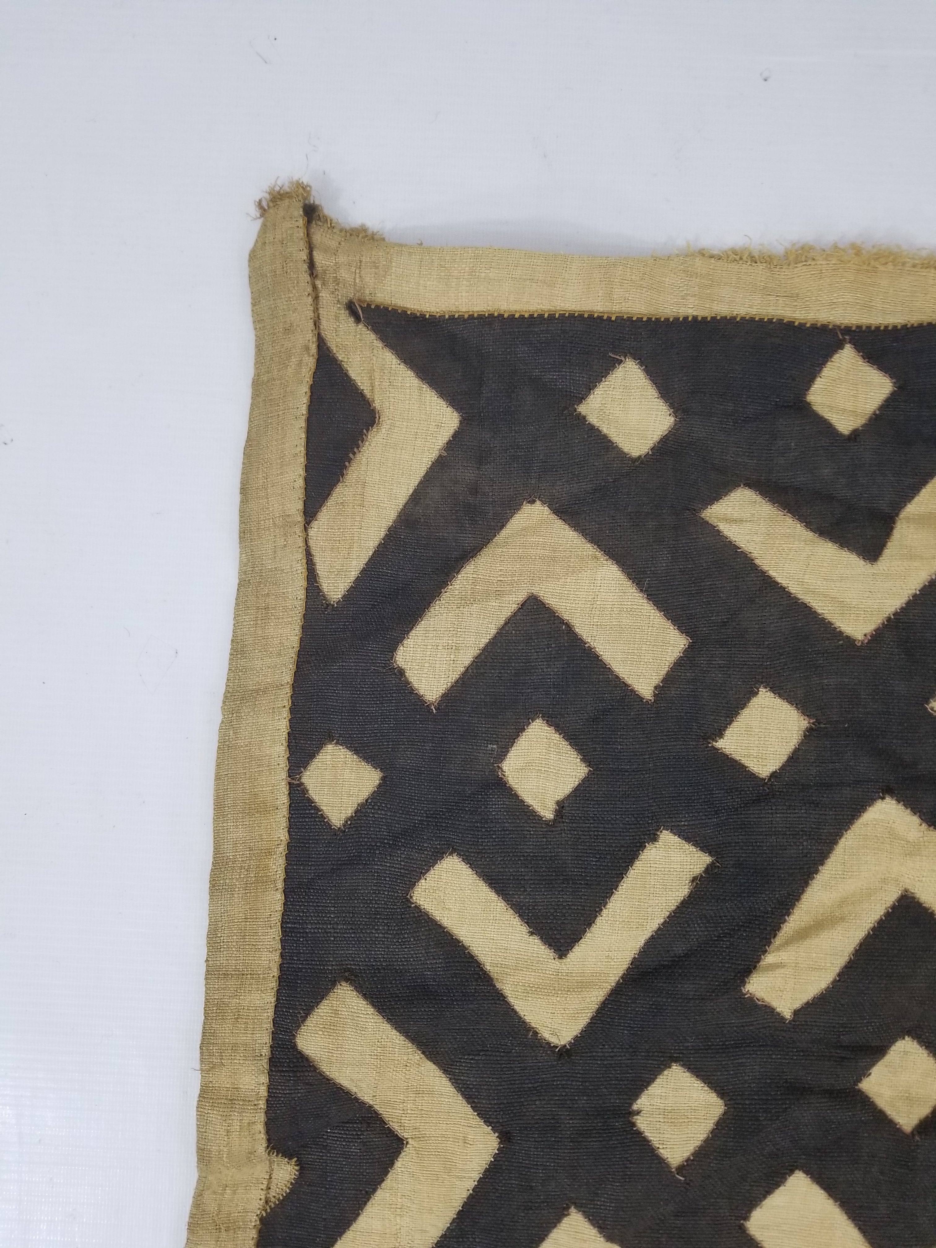 Vintage African Kuba Cloth Raffia Appliqué Tribal Textile Runner 250x64cm