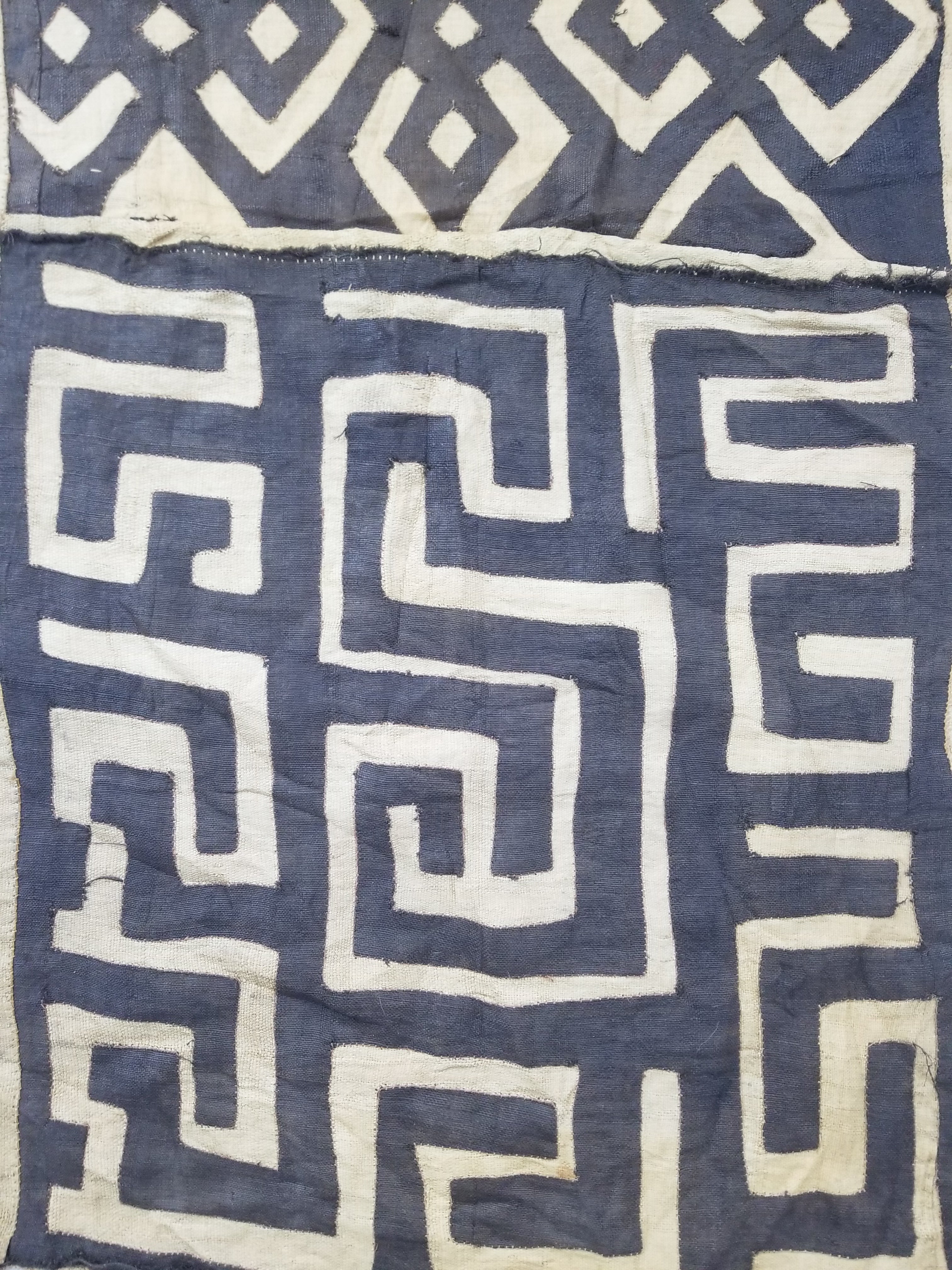 Vintage African Kuba Cloth Raffia Appliqué Tribal Textile Runner 250x64cm