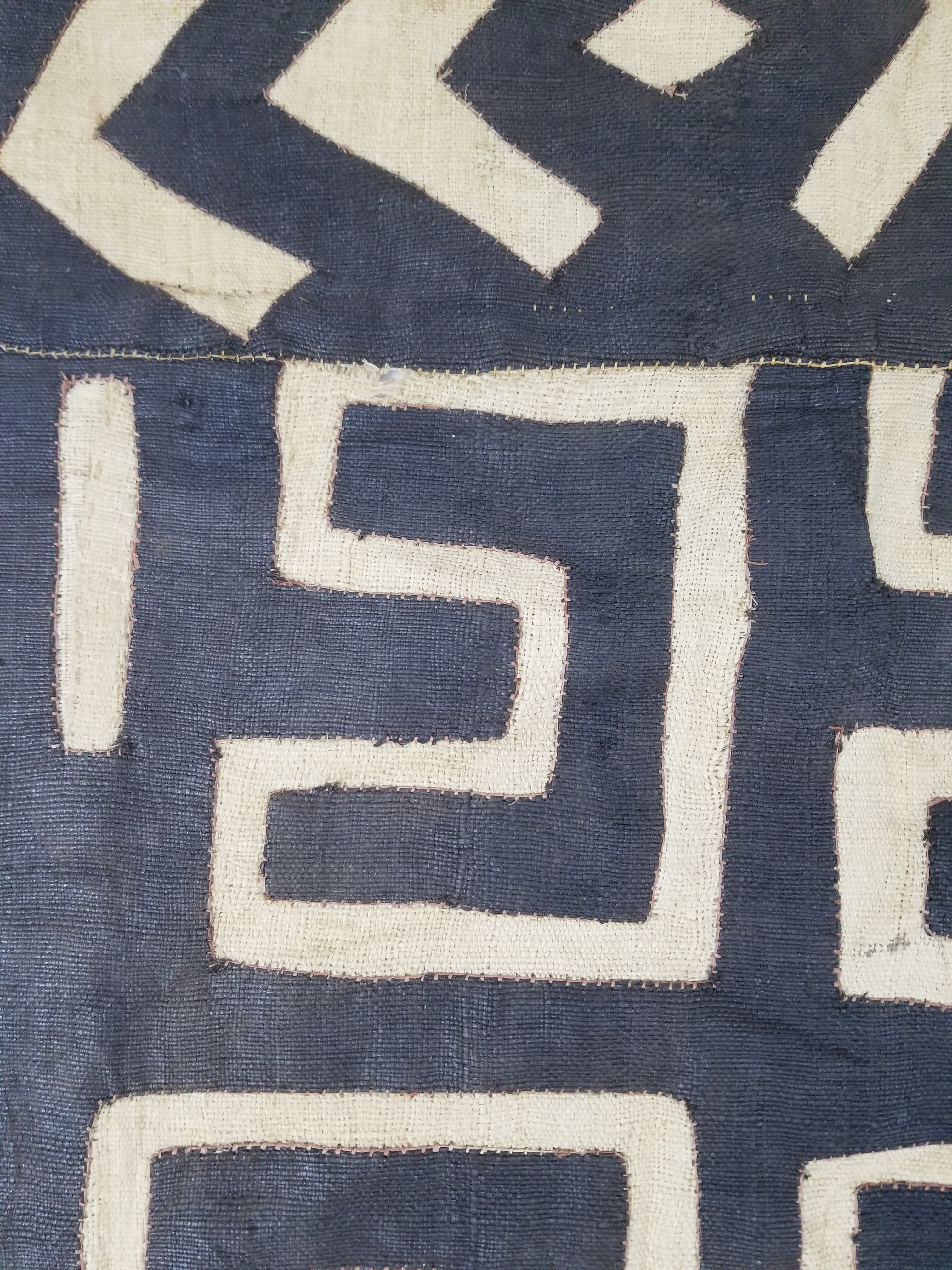 Vintage African Kuba Cloth Raffia Appliqué Tribal Textile Runner 250x64cm