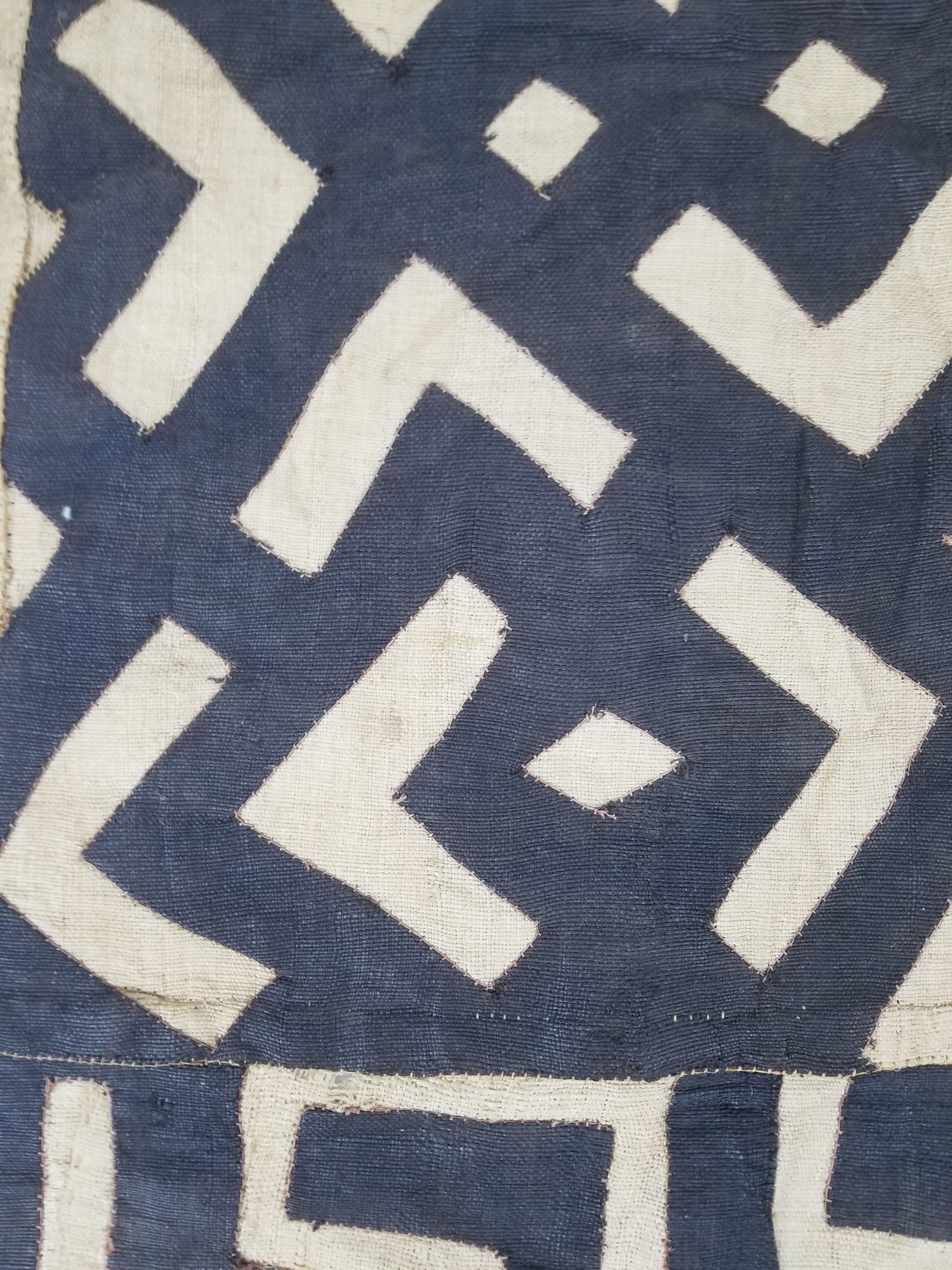 Vintage African Kuba Cloth Raffia Appliqué Tribal Textile Runner 250x64cm