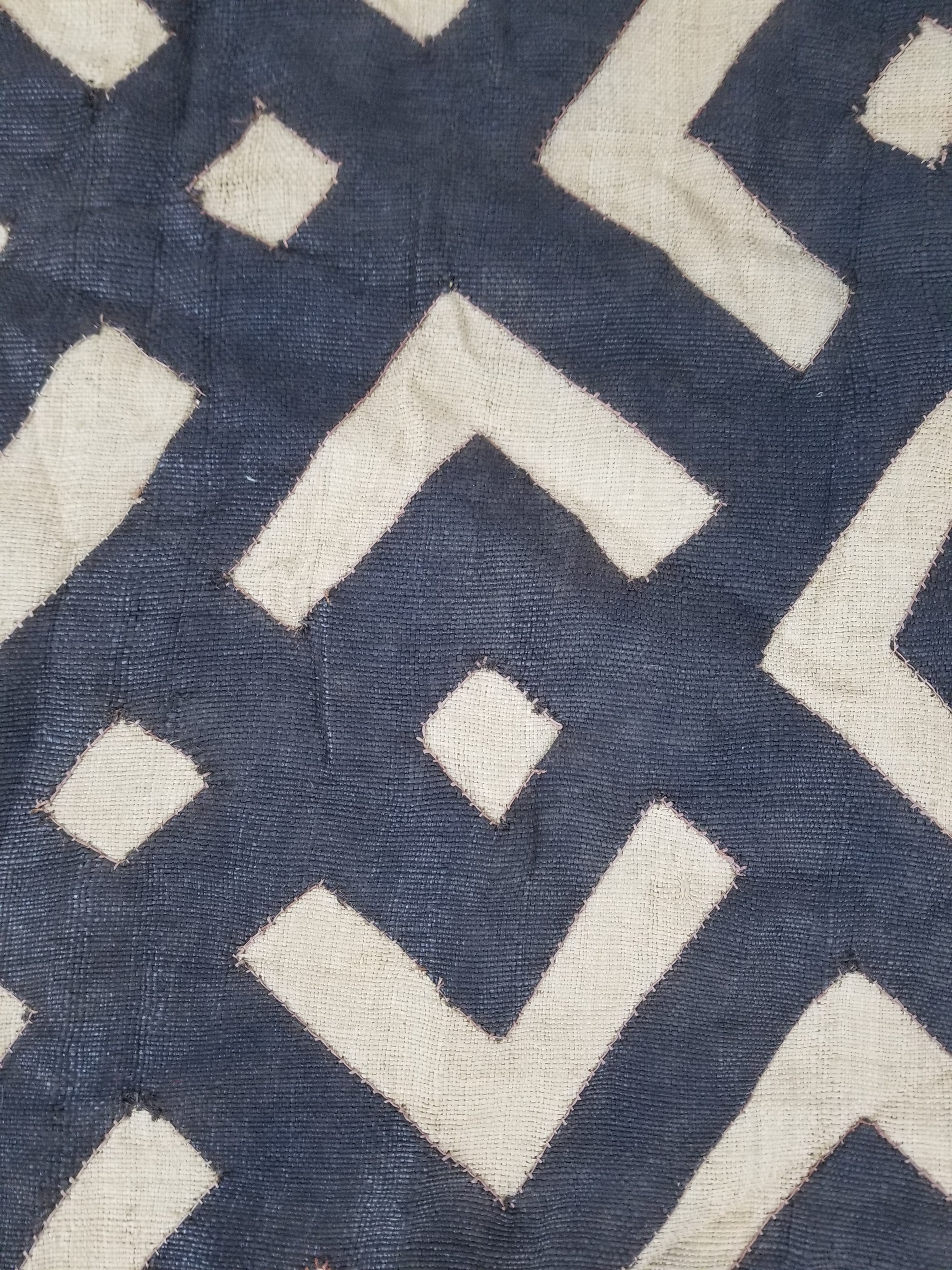 Vintage African Kuba Cloth Raffia Appliqué Tribal Textile Runner 250x64cm