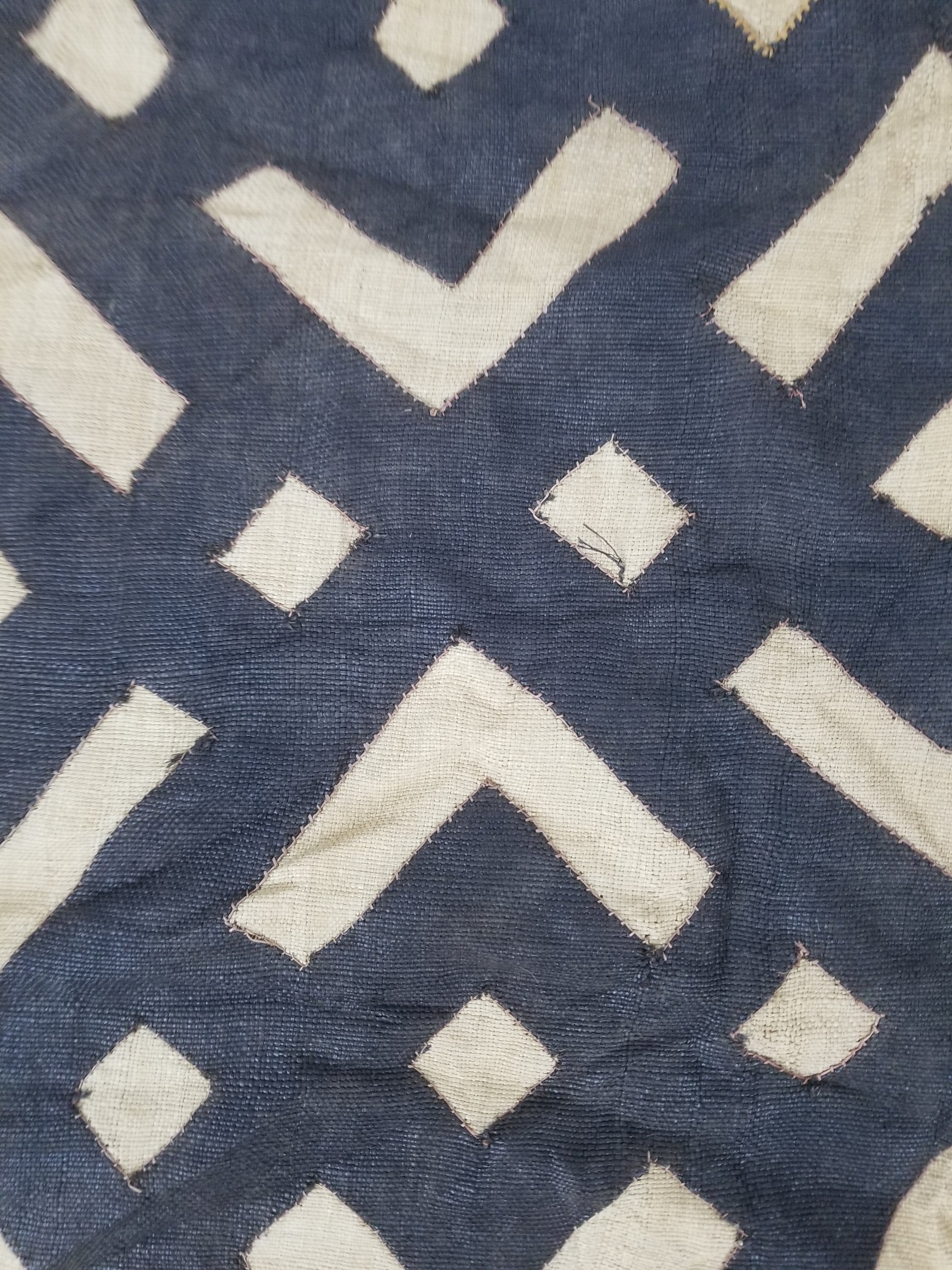 Vintage African Kuba Cloth Raffia Appliqué Tribal Textile Runner 250x64cm