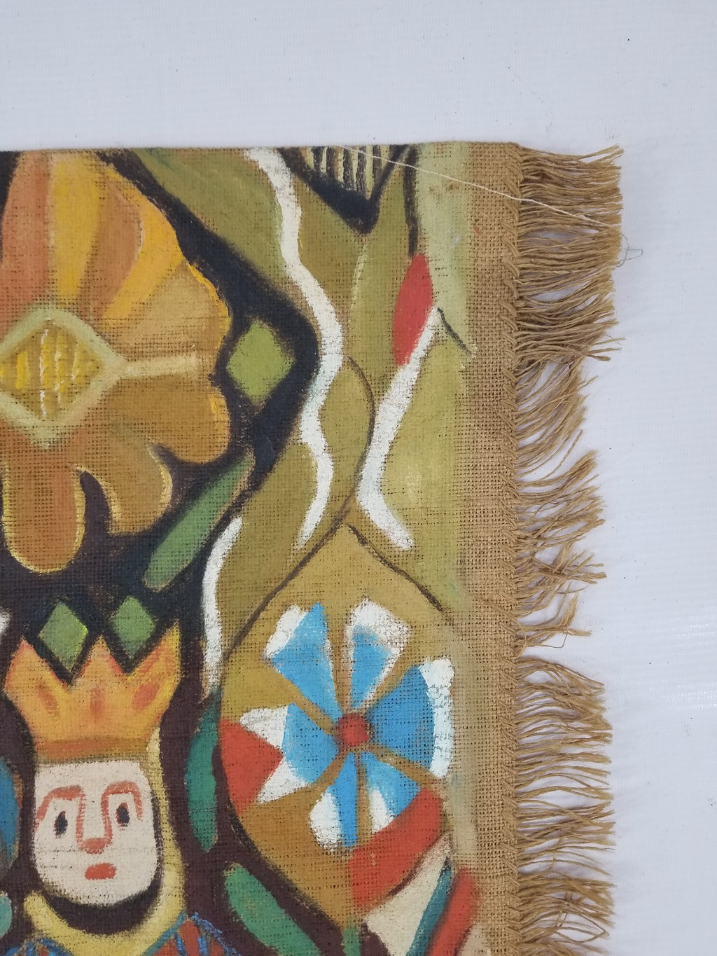 Vintage African Wise and Foolish Virgins Hand-Painted Tapestry 92x76cm