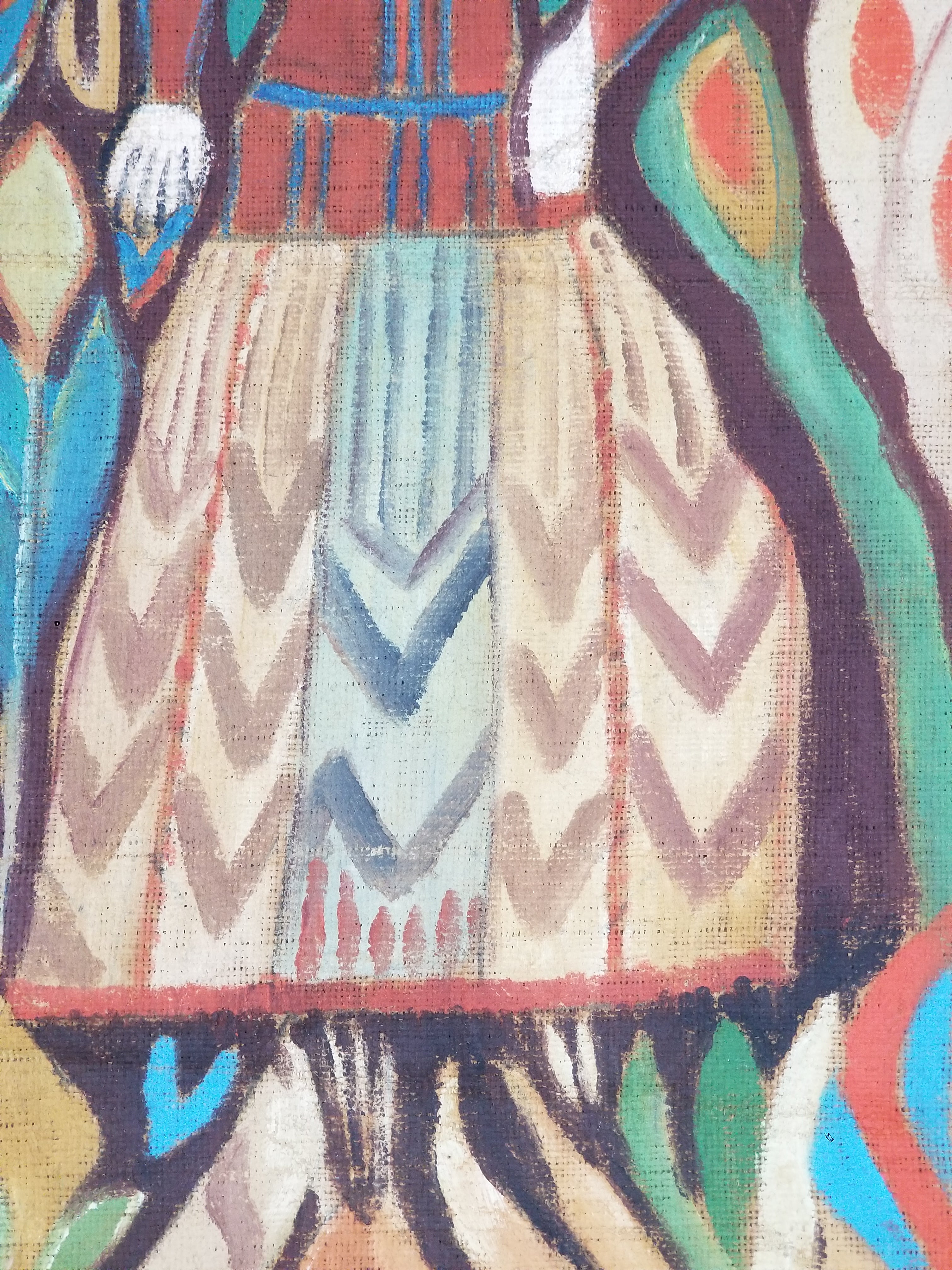Vintage African Wise and Foolish Virgins Hand-Painted Tapestry 92x76cm
