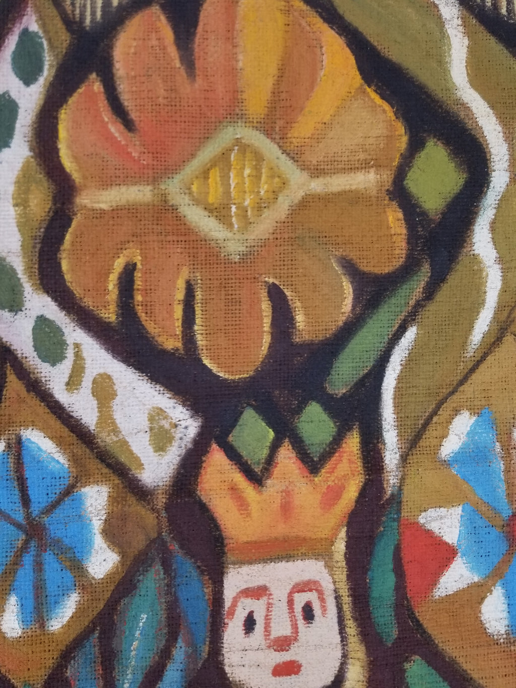 Vintage African Wise and Foolish Virgins Hand-Painted Tapestry 92x76cm