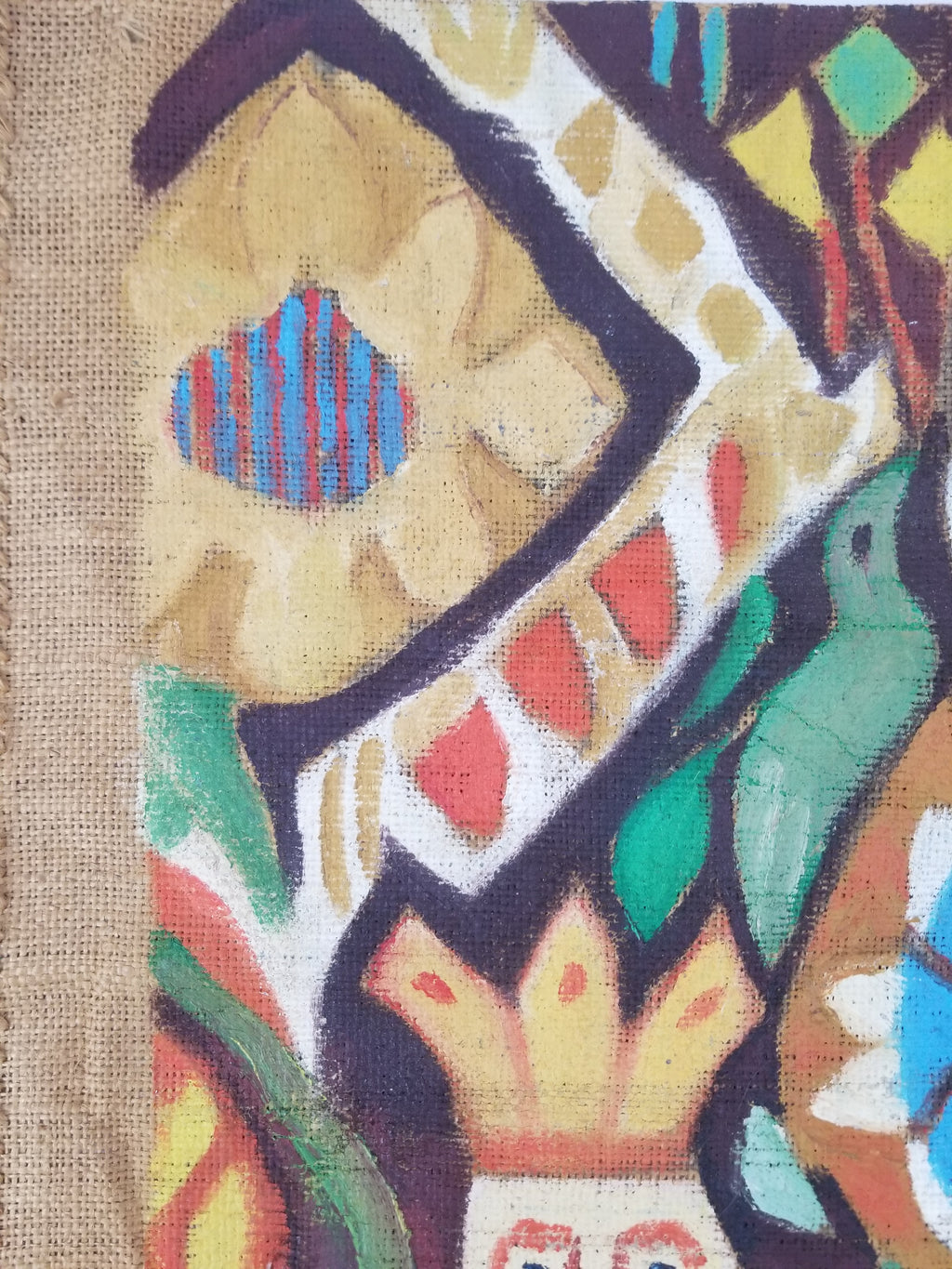 Vintage African Wise and Foolish Virgins Hand-Painted Tapestry 92x76cm