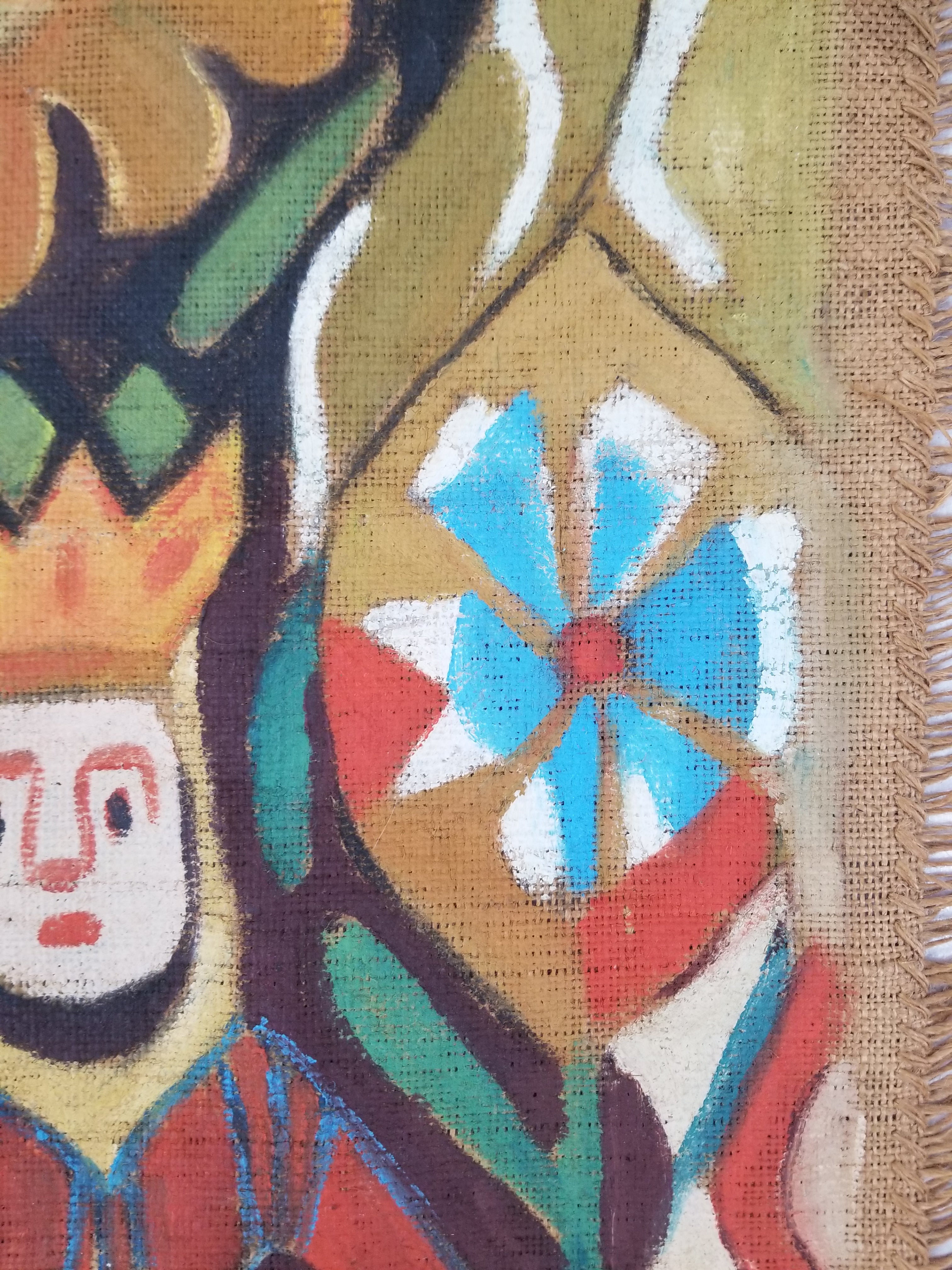 Vintage African Wise and Foolish Virgins Hand-Painted Tapestry 92x76cm