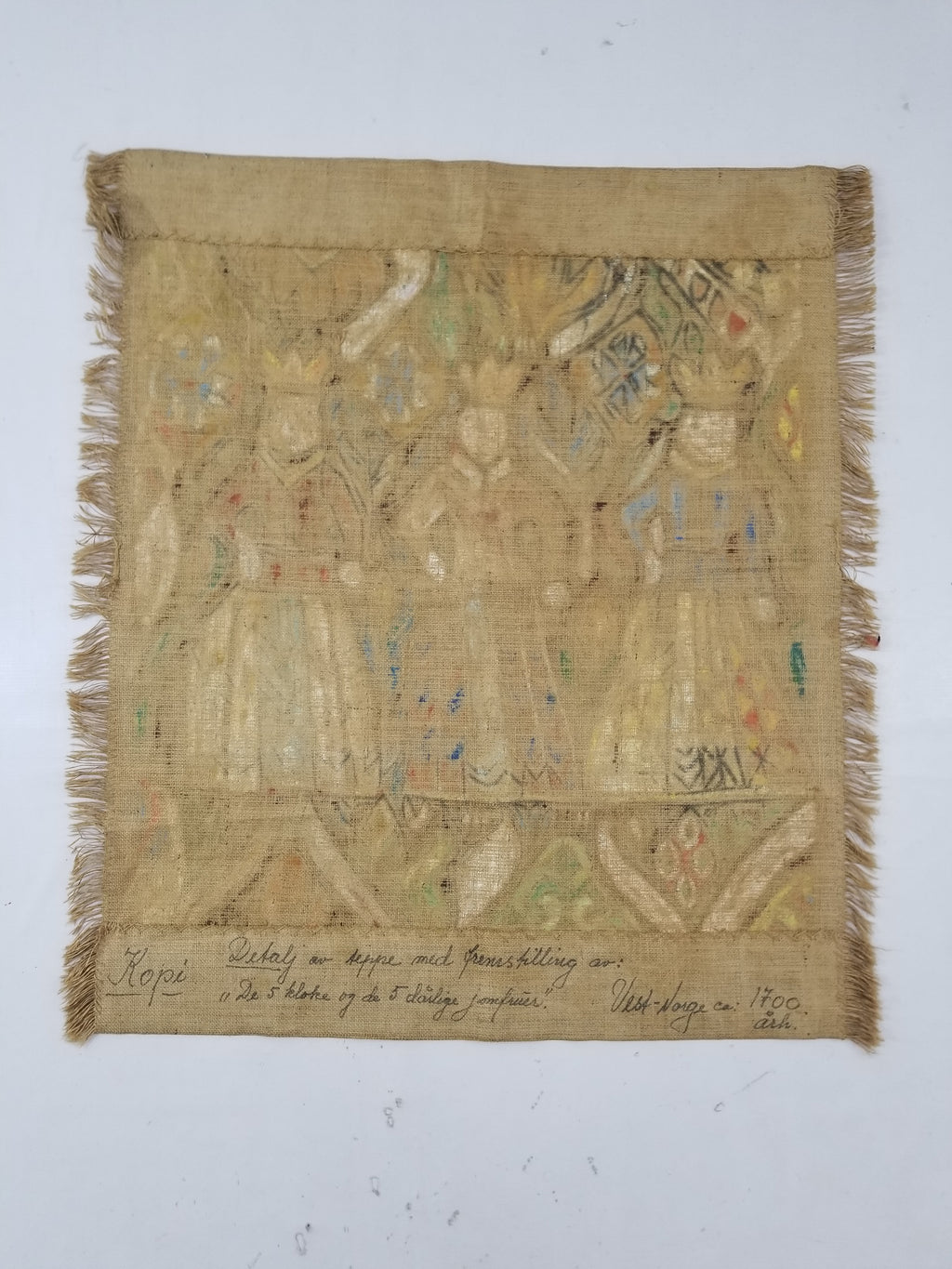 Vintage African Wise and Foolish Virgins Hand-Painted Tapestry 92x76cm