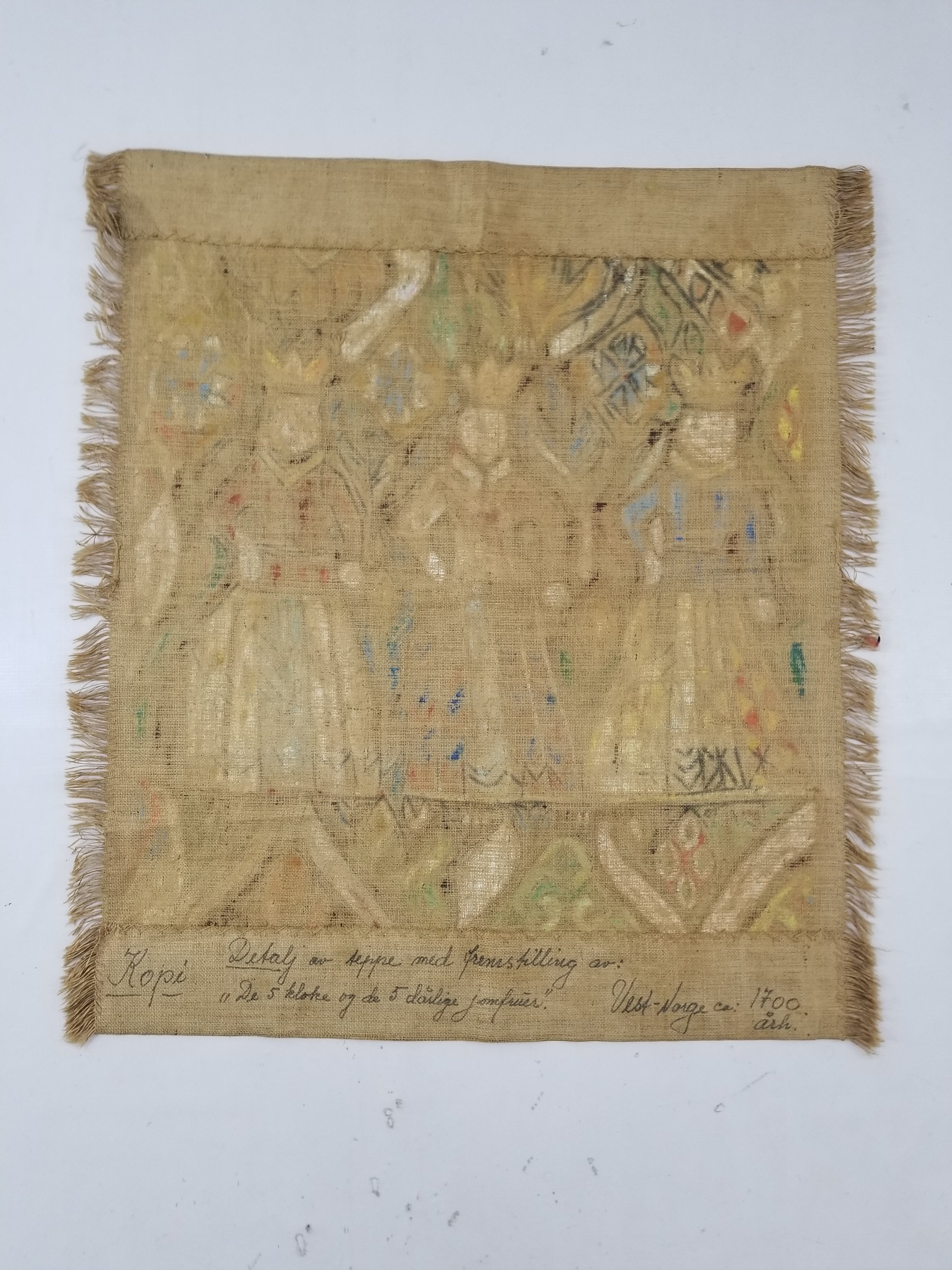 Vintage African Wise and Foolish Virgins Hand-Painted Tapestry 92x76cm