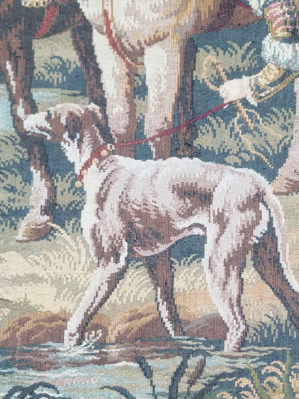 Vintage European Pictorial Hunting Scene Woven Wall Hanging Tapestry 200x108cm
